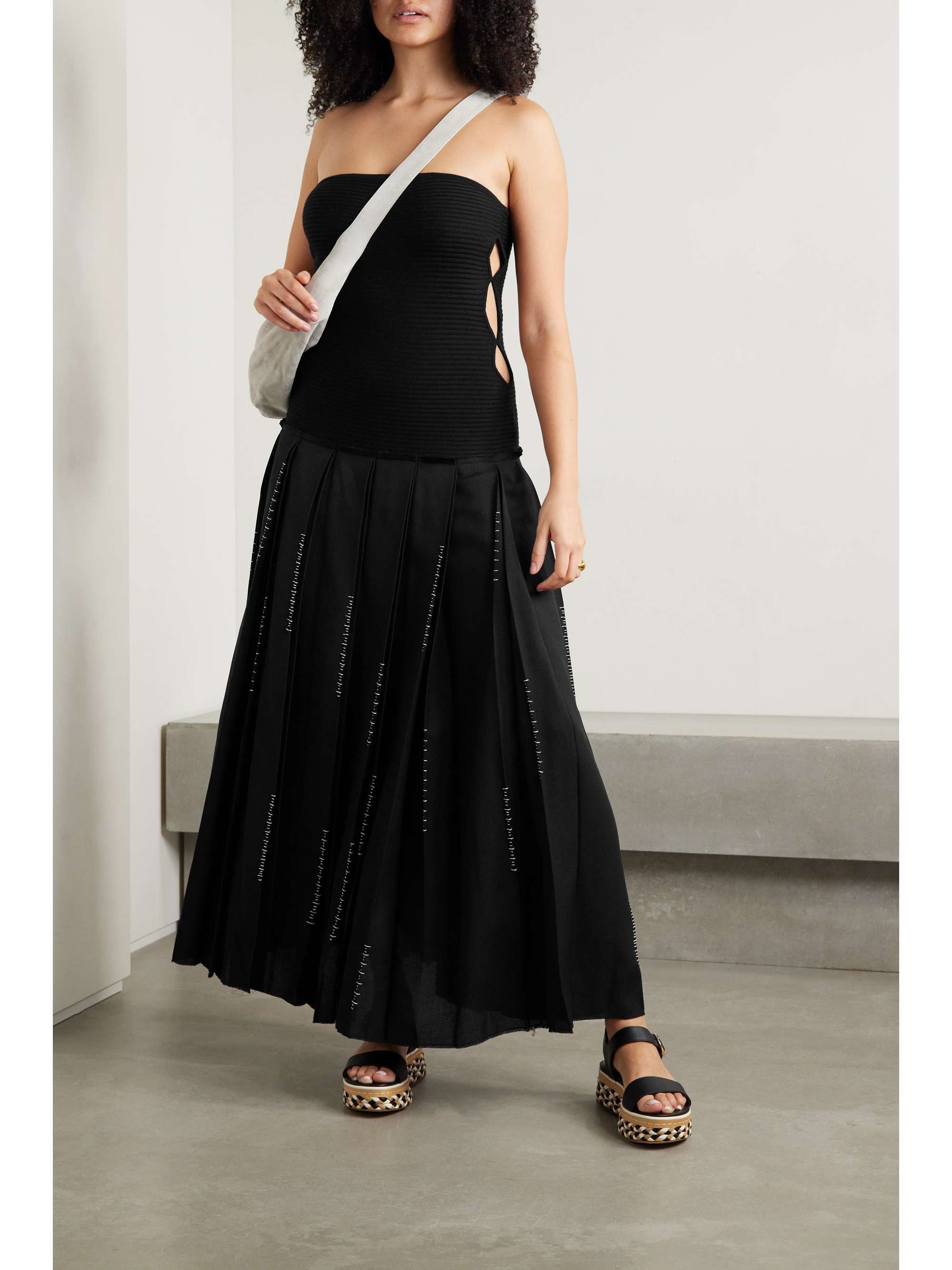 GABRIELA HEARST Marcell strapless pleated embroidered wool maxi dress