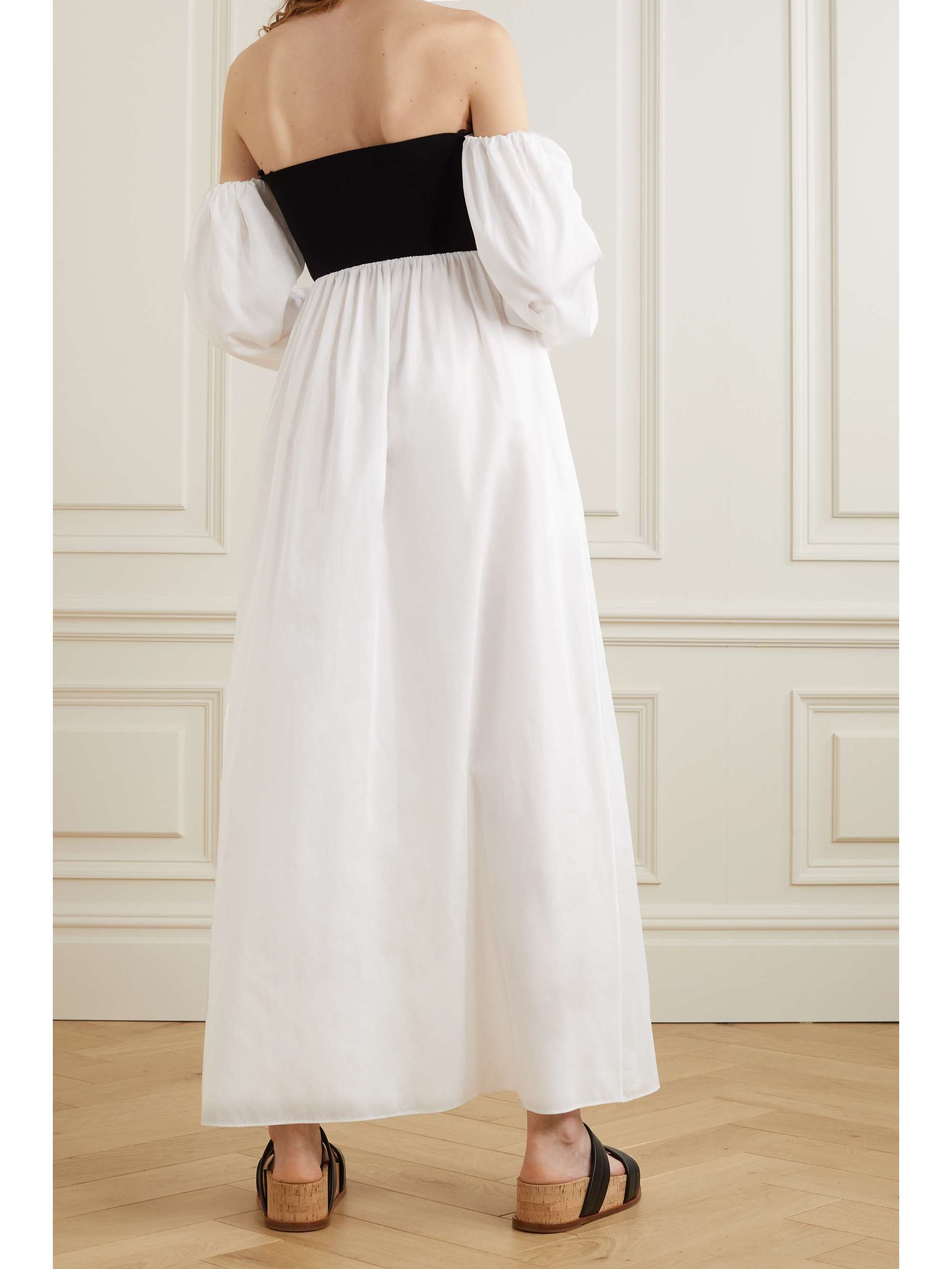 GABRIELA HEARST Rica off-the-shoulder cotton-voile and jersey dress