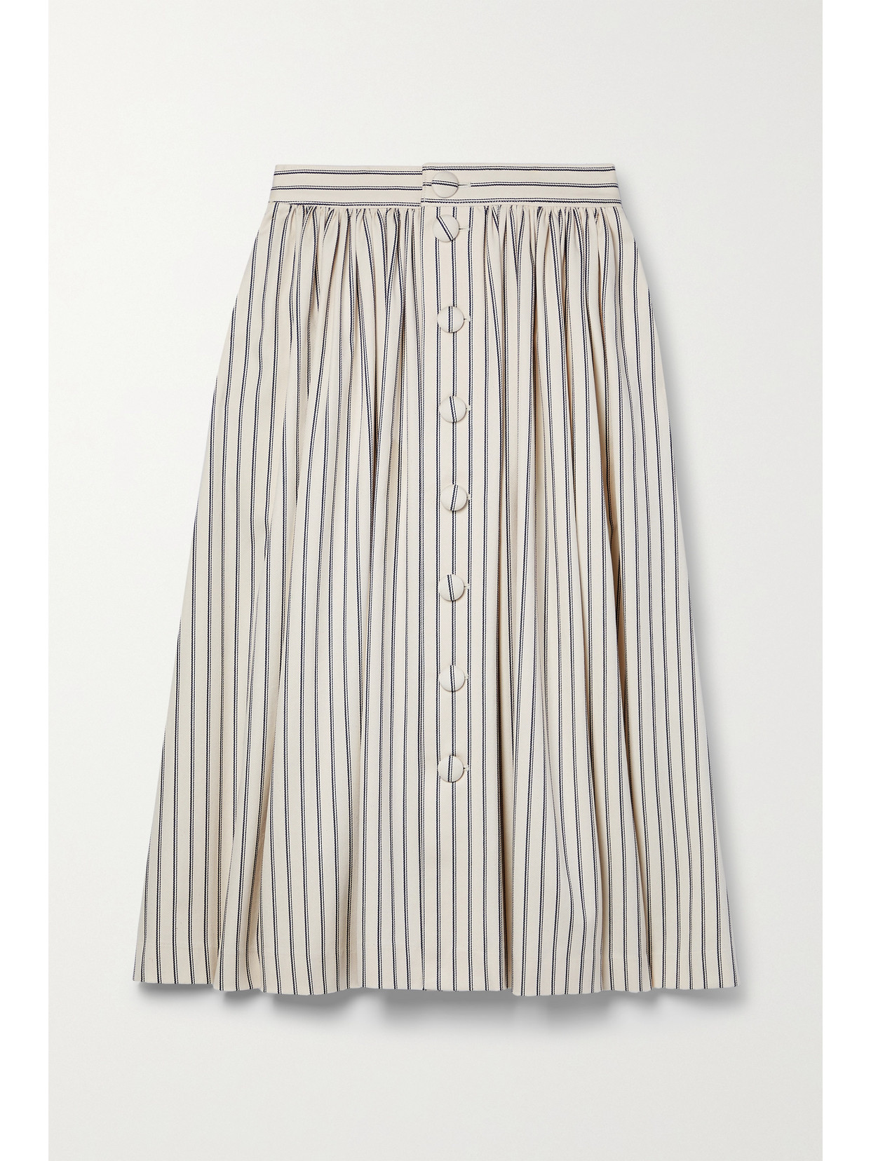 Adam Lippes Striped Cotton-twill Midi Skirt - Blue
