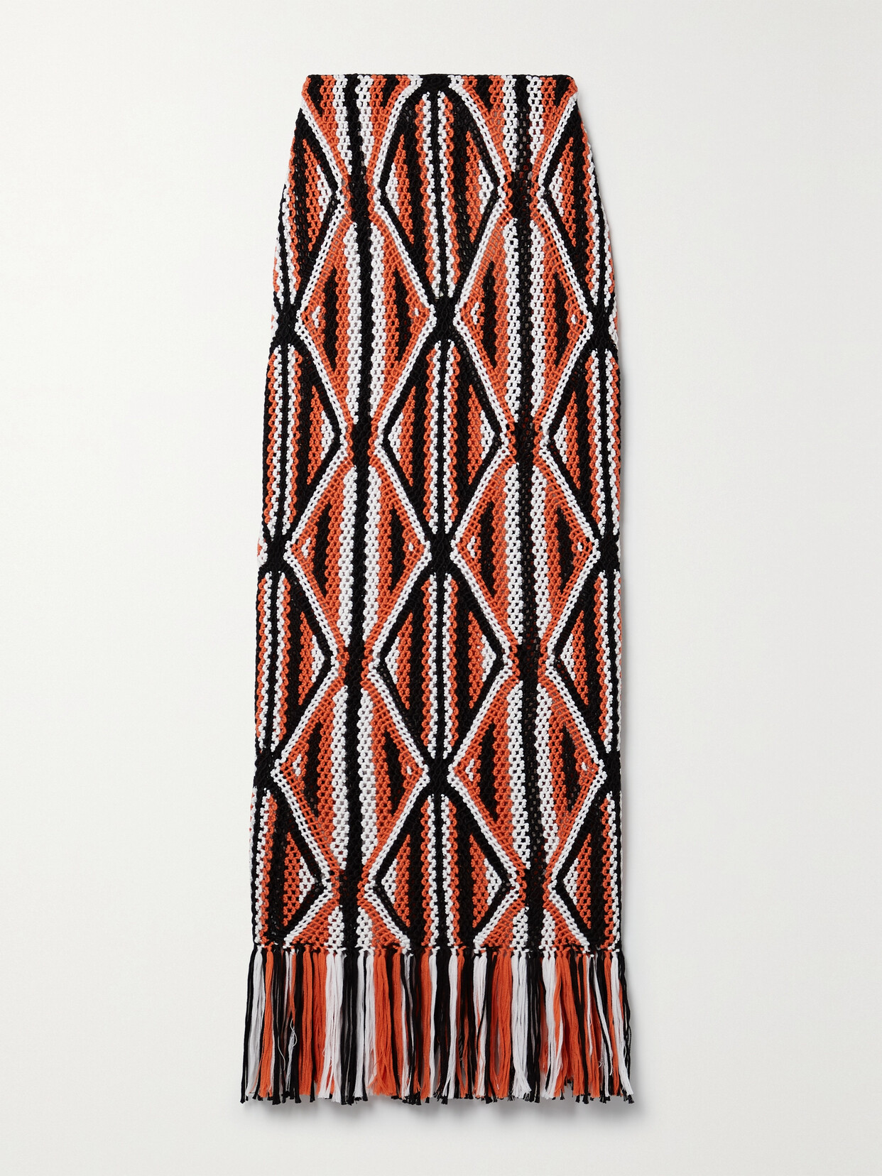 Gabriela Hearst Estes Fringed Crocheted Wool Maxi Skirt - Orange