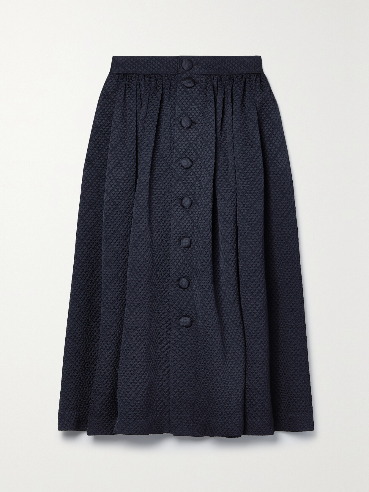 Adam Lippes Matelassé Wool-blend Midi Skirt - Blue