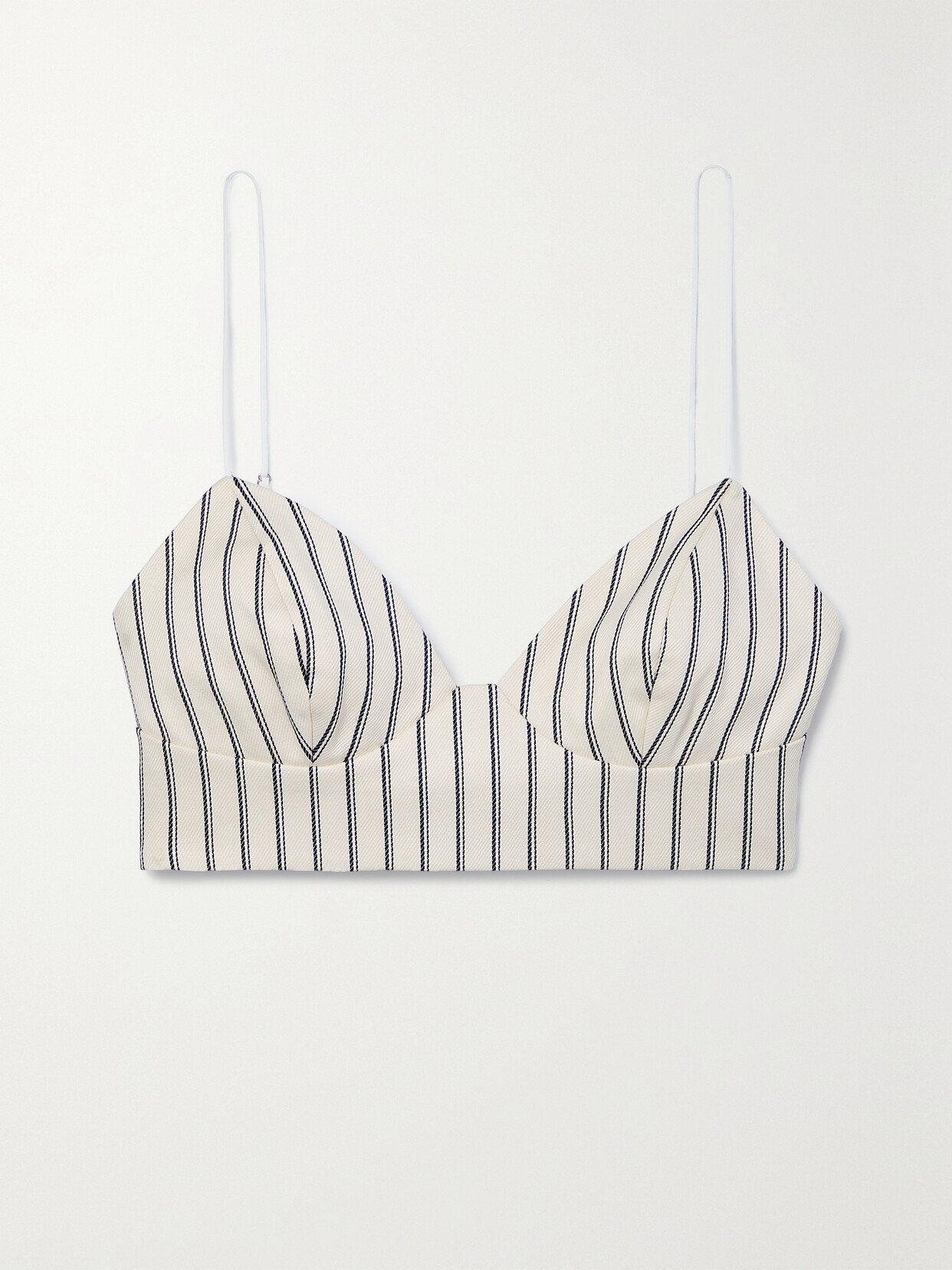 Adam Lippes Striped Cotton-twill Bralette - Ivory