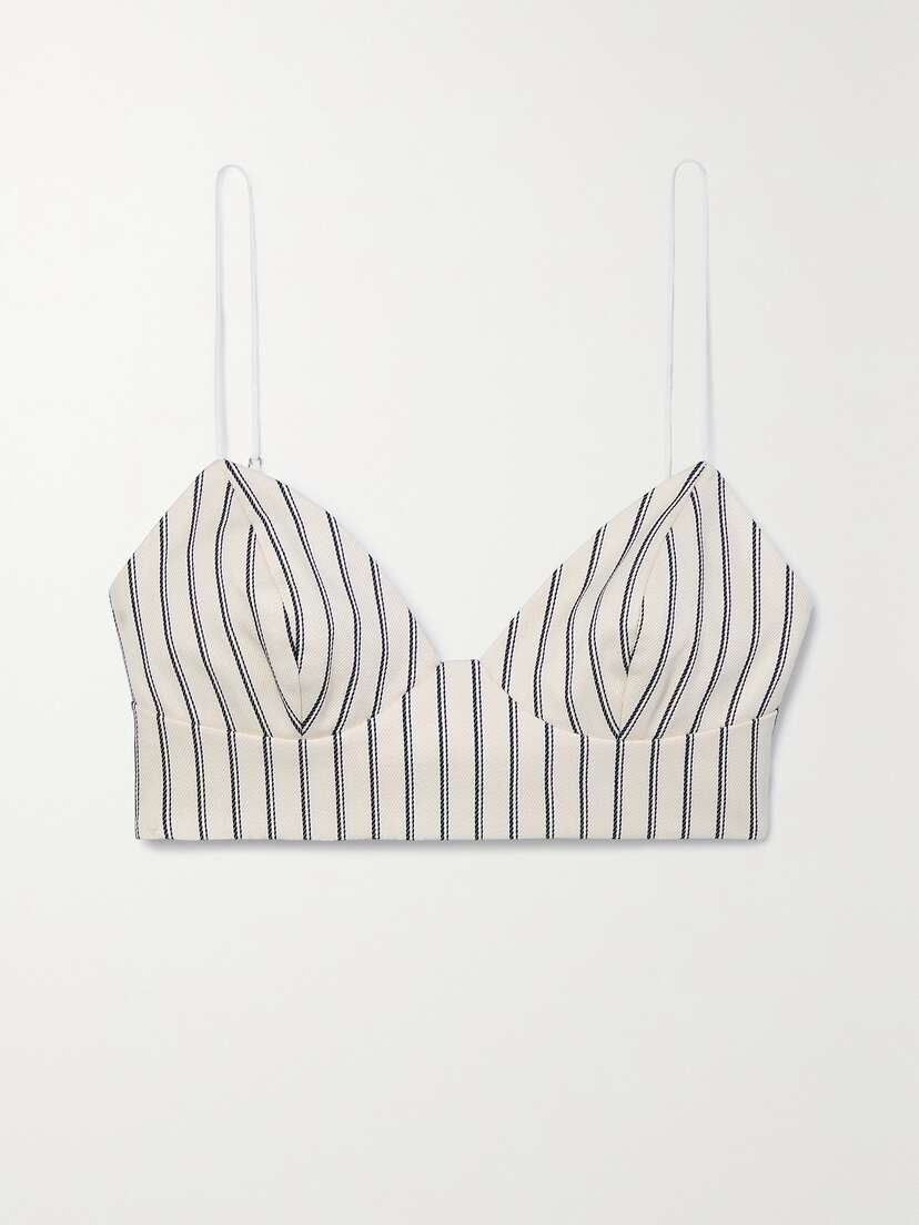 Adam Lippes Striped Cotton-twill Bralette