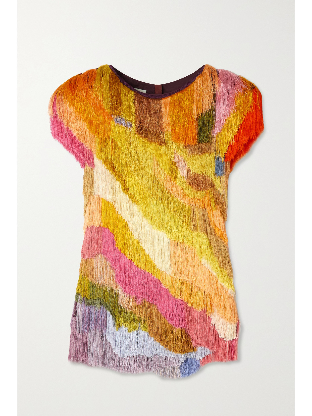 Dries Van Noten Asymmetric Fringed Crepe Blouse - Orange