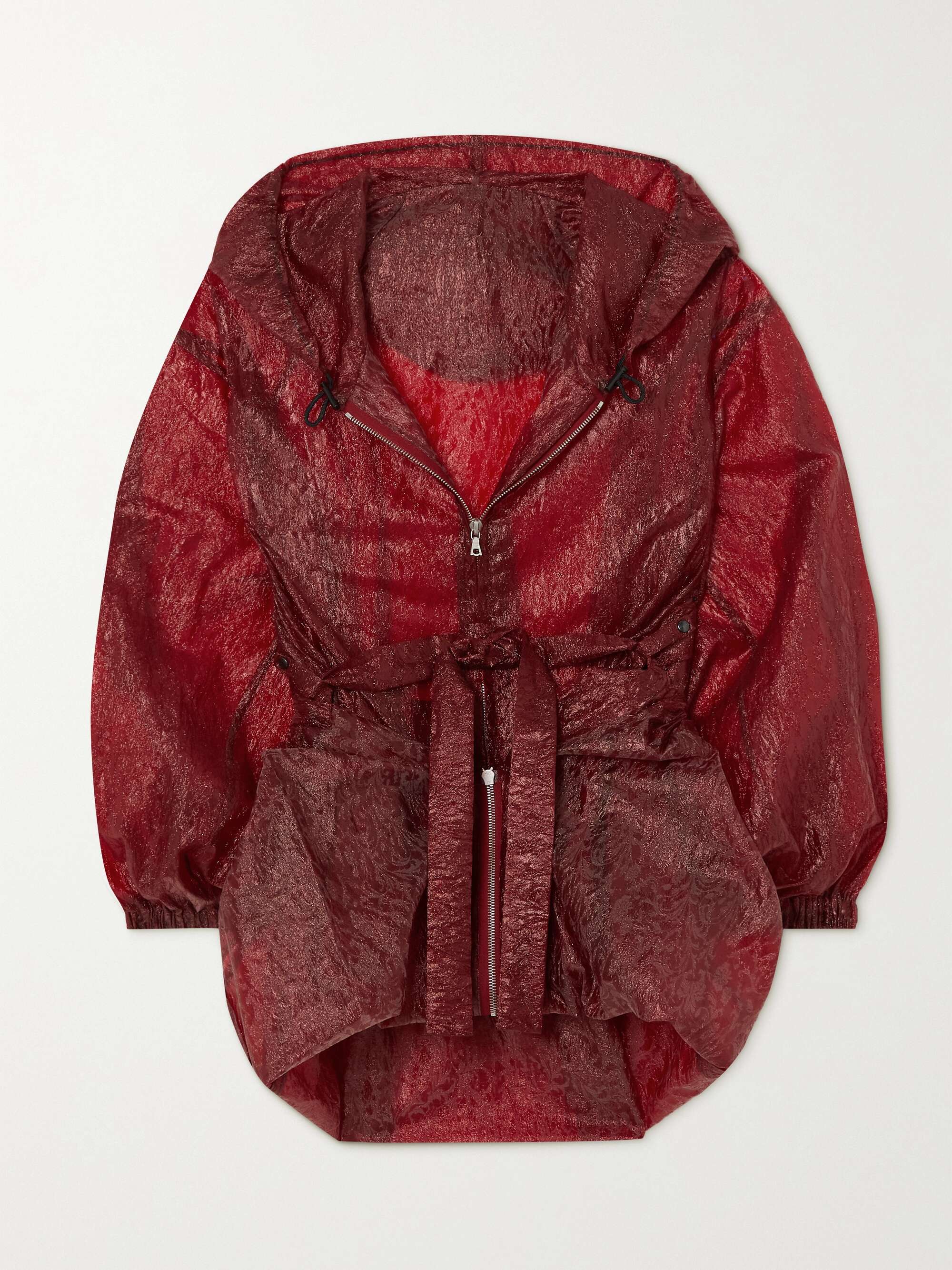DRIES VAN NOTEN Belted hooded metallic crinkled-shell jacket | NET 