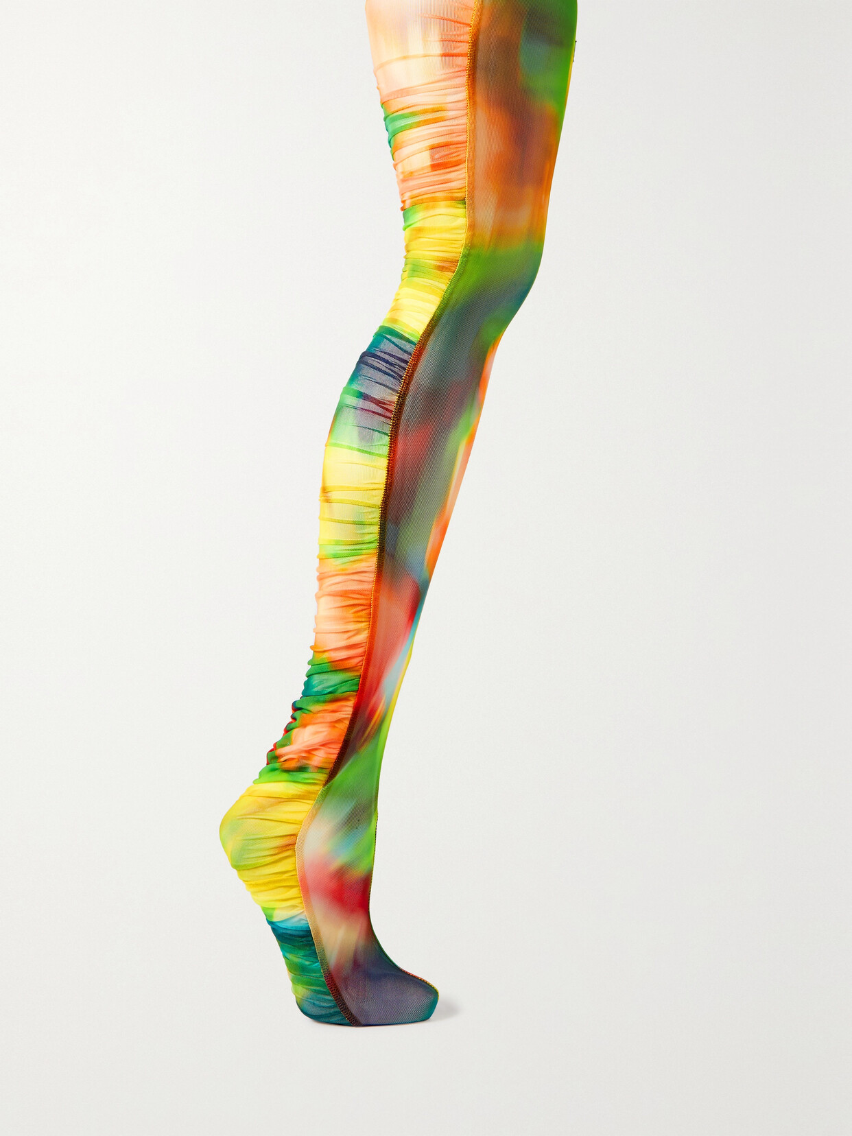 Dries Van Noten – Ruched Printed Stretch-mesh Tights – Yellow