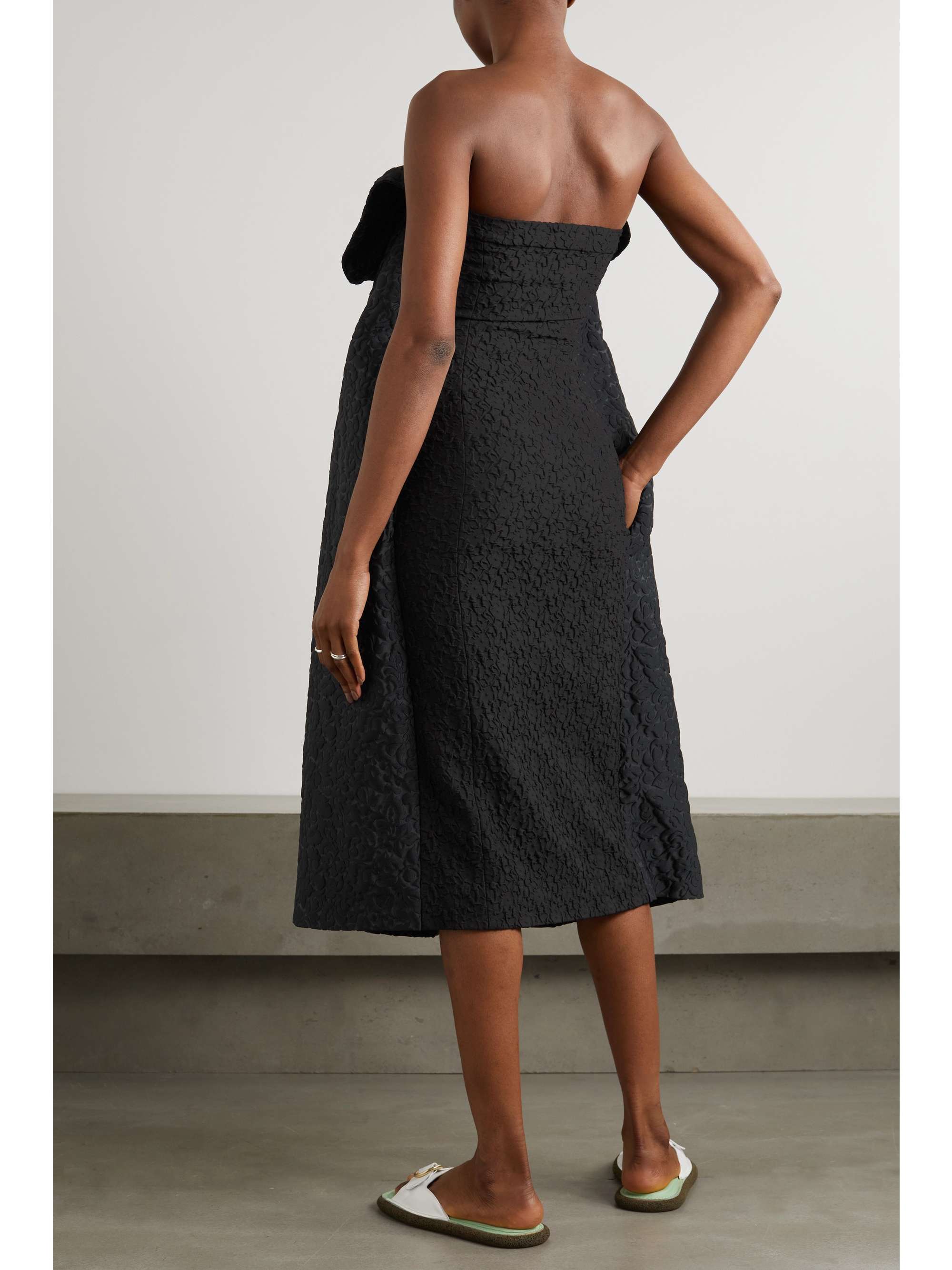 DRIES VAN NOTEN Strapless ruffled jacquard midi dress