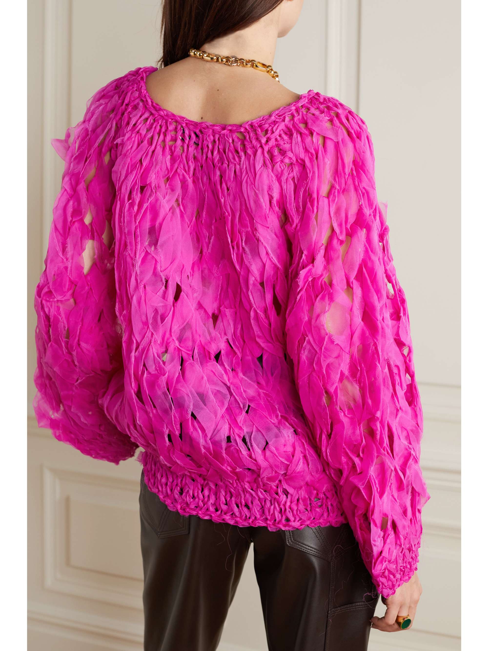 DRIES VAN NOTEN Oversized braided silk-organza sweater