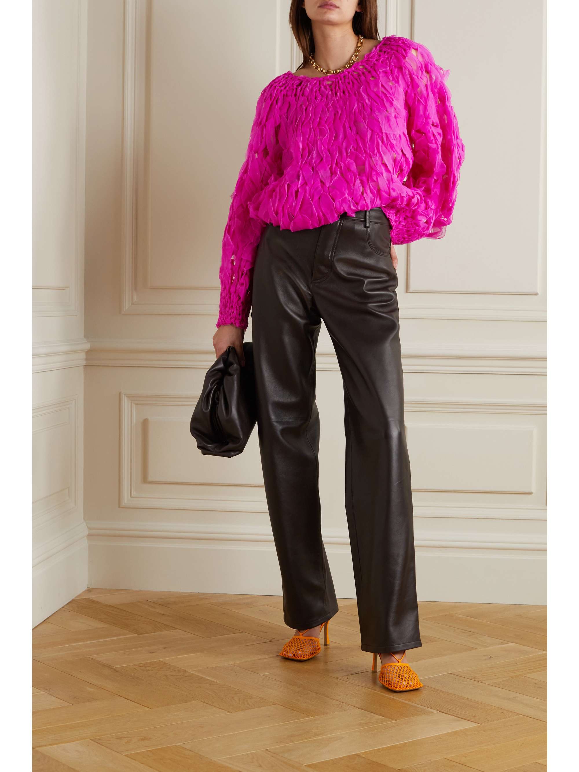 DRIES VAN NOTEN Oversized braided silk-organza sweater