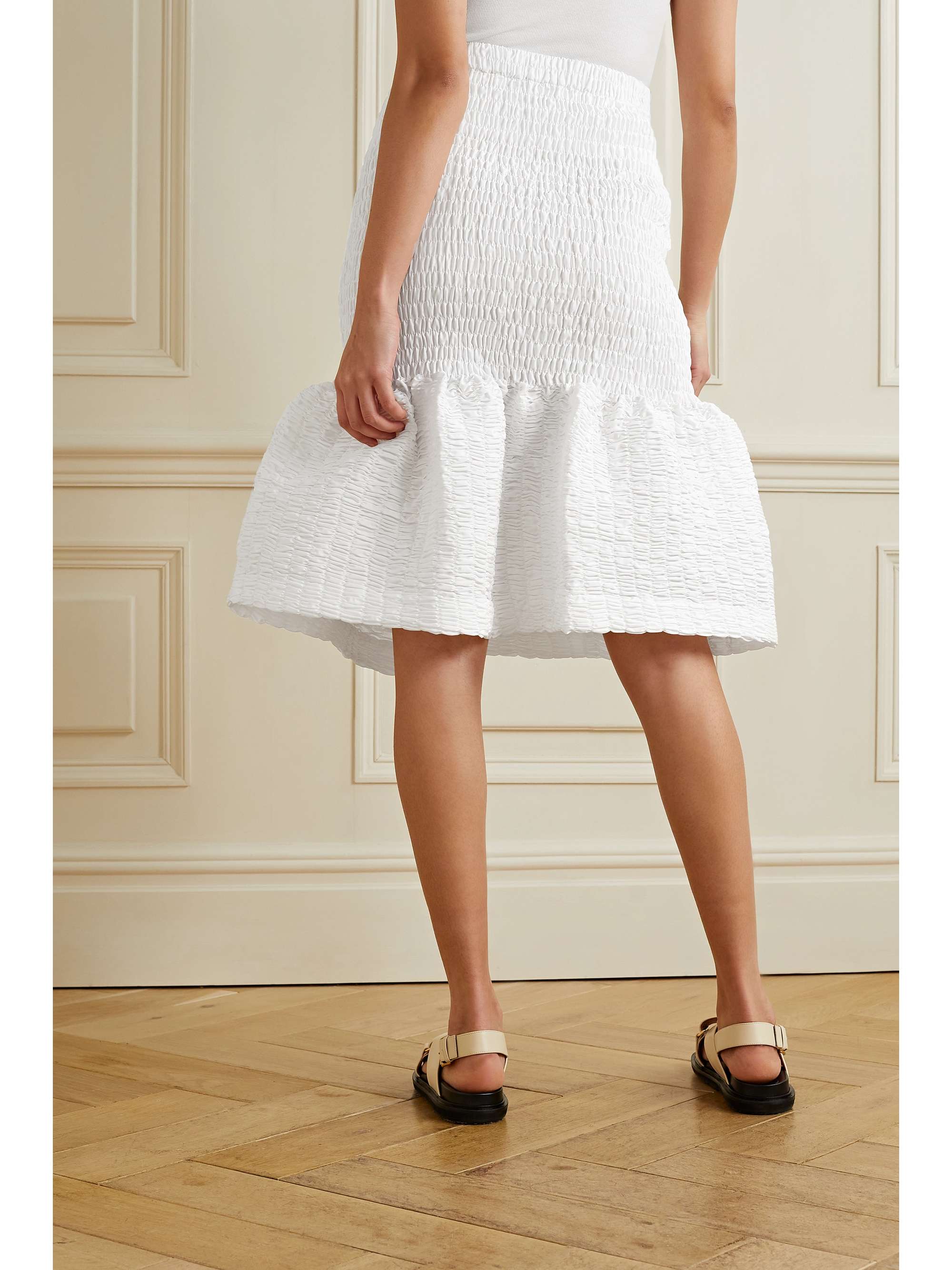 DRIES VAN NOTEN Shirred cotton-poplin skirt