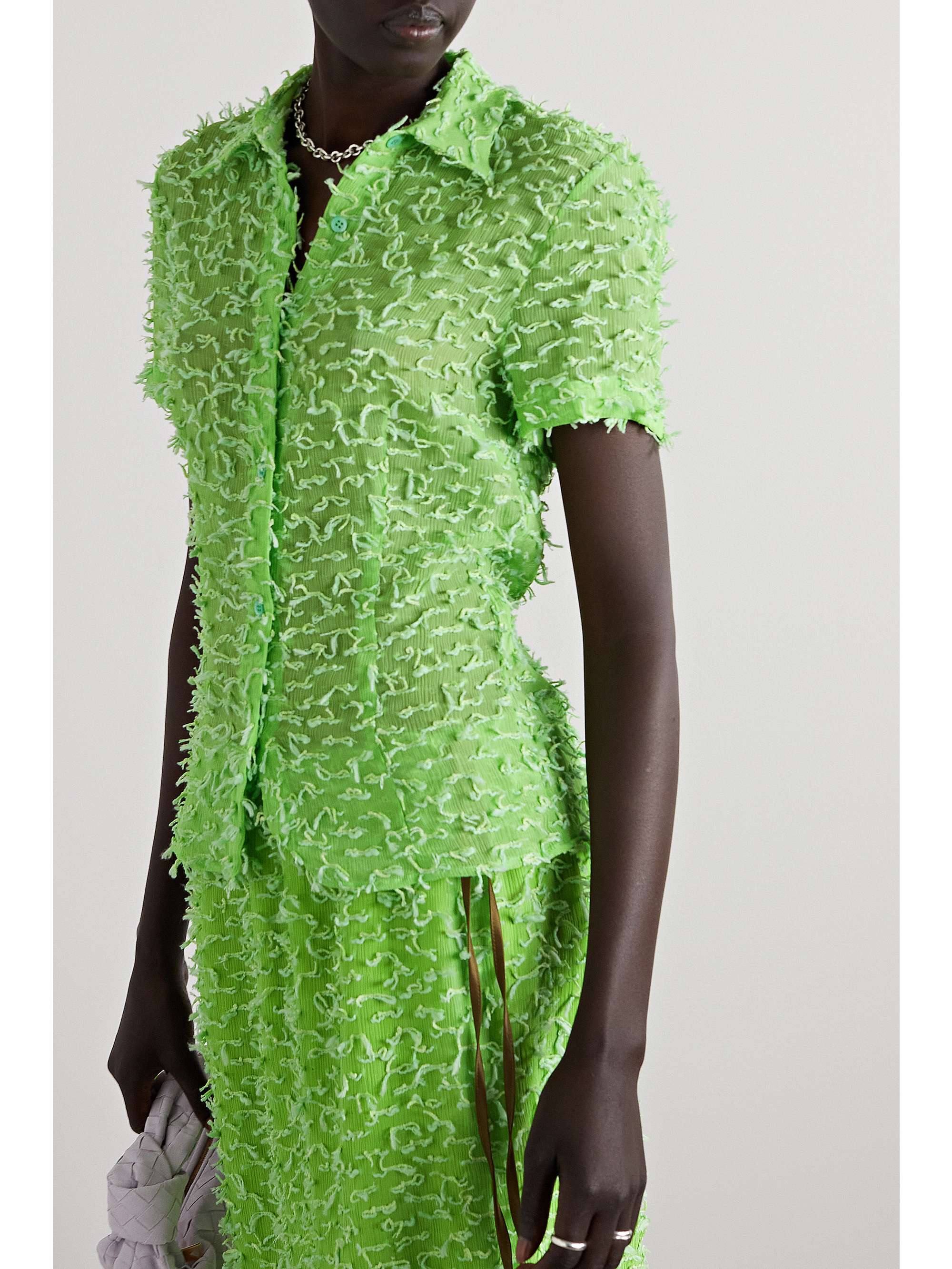 DRIES VAN NOTEN 刺绣纹理绉纱衬衫