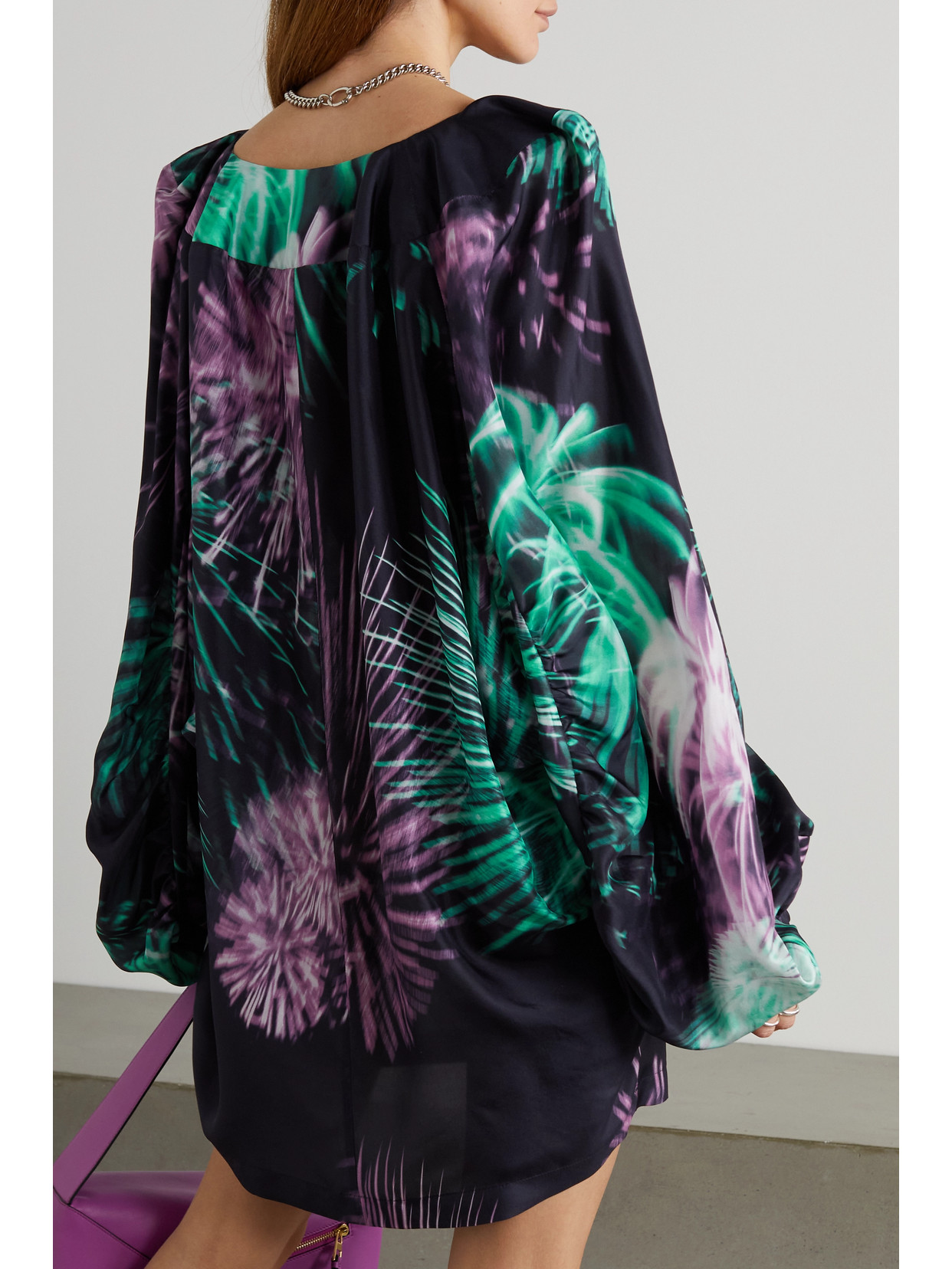 Dries Van Noten Tie-detailed Embellished Silk Crepe De Chine Shirt In Multi
