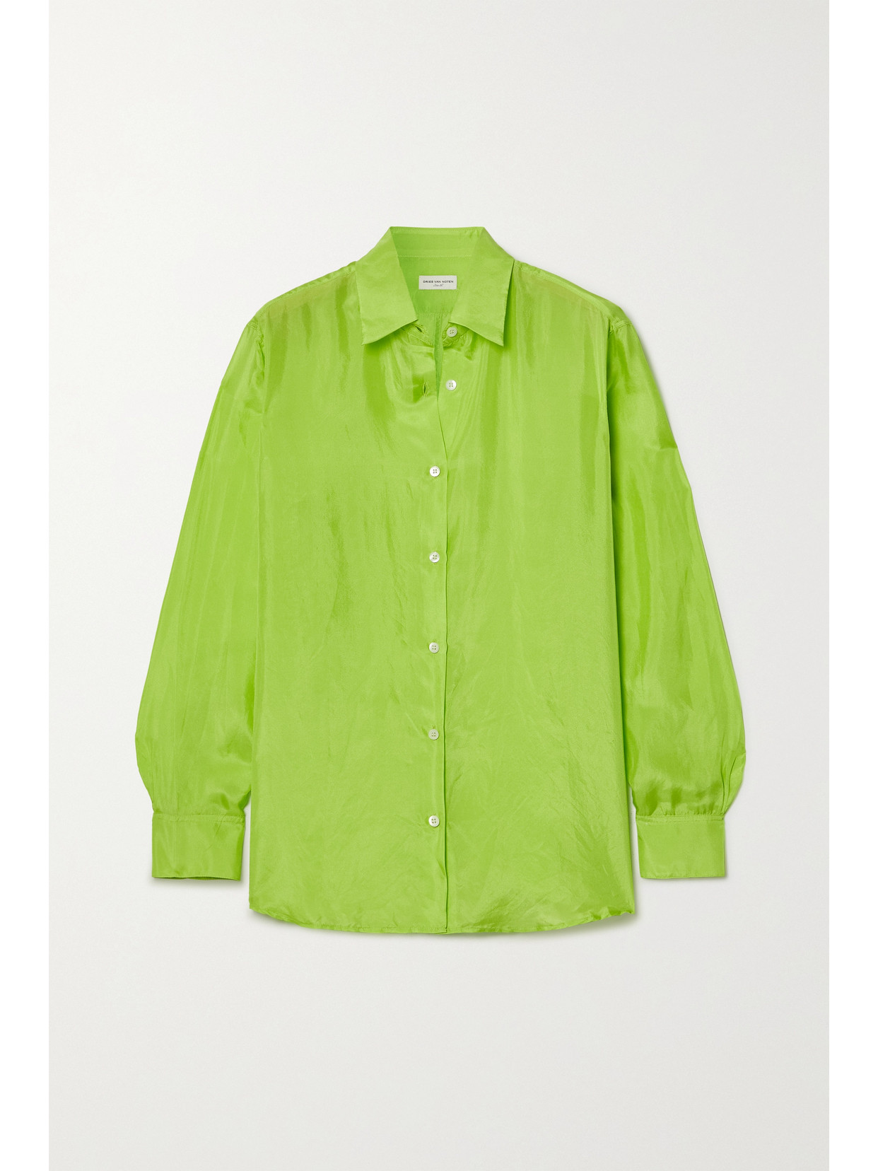 DRIES VAN NOTEN NEON SILK-SATIN SHIRT