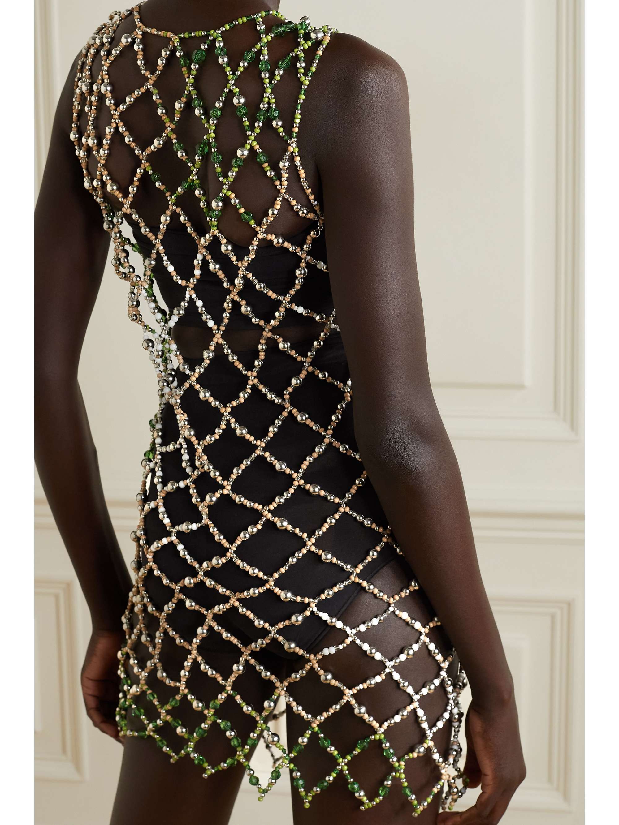beaded net dress