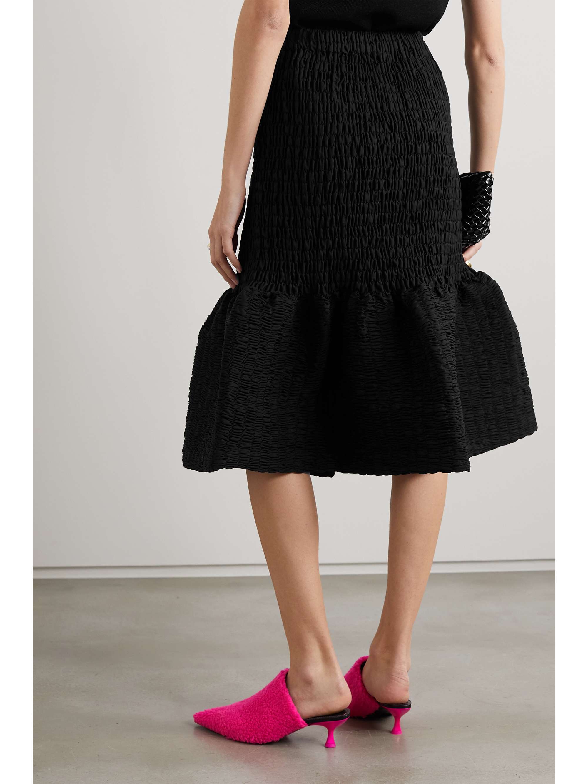 DRIES VAN NOTEN Shirred cotton-poplin skirt