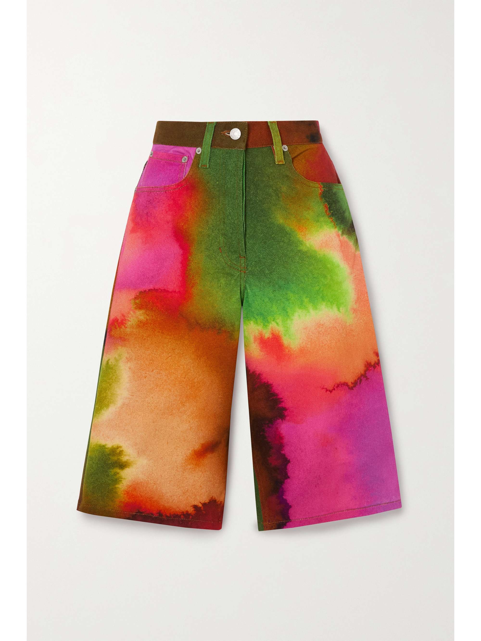 Fuchsia Tie-dyed stretch-denim shorts 