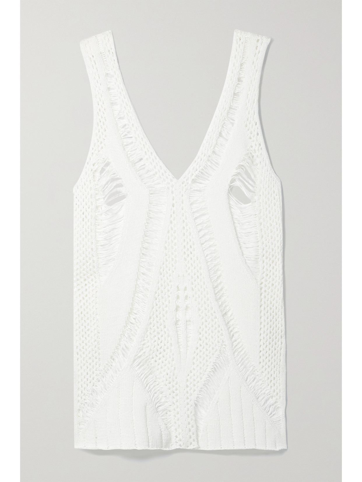 Partow Open-knit Cotton Tank In Ivory