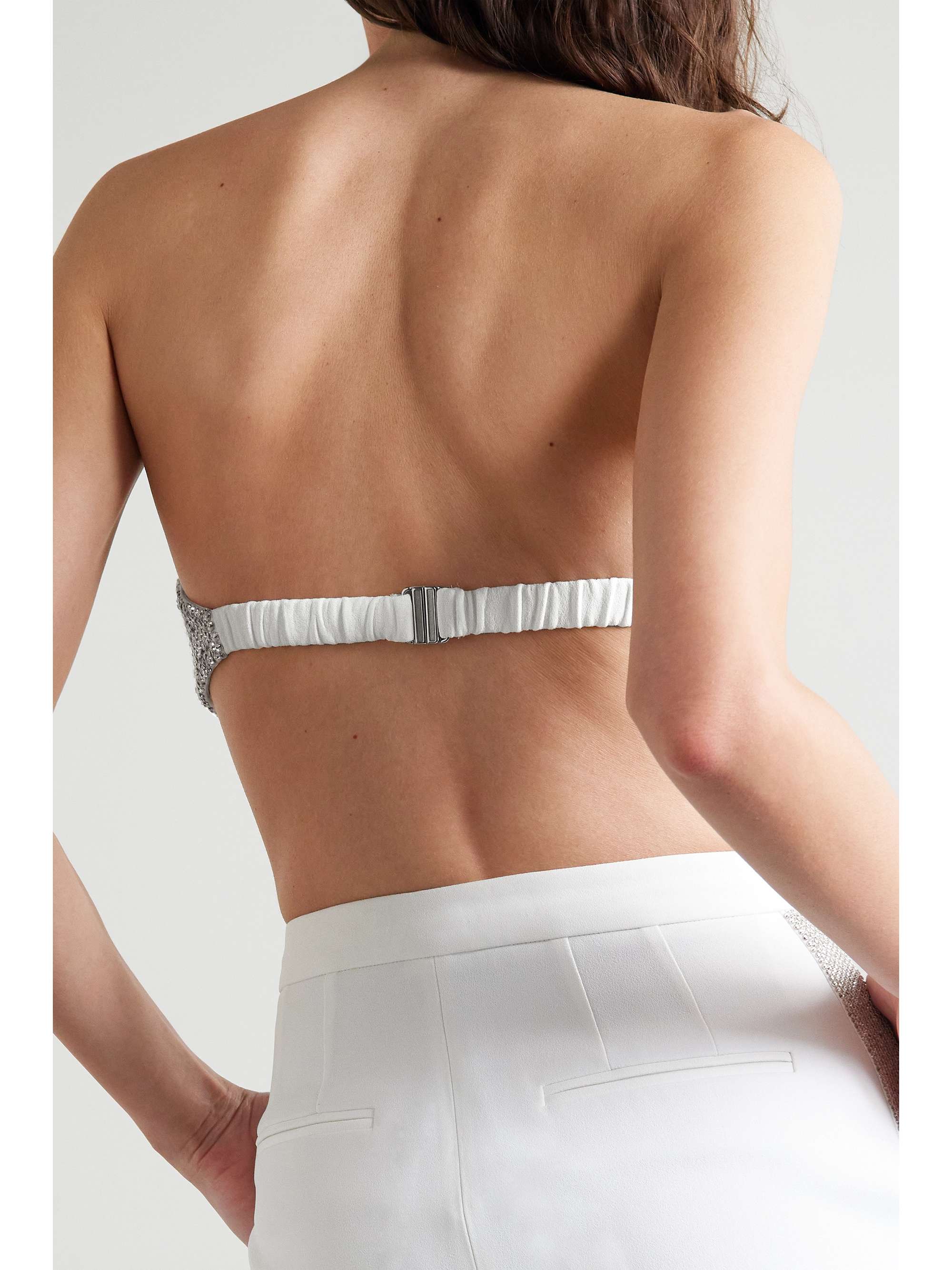 MICHAEL KORS COLLECTION Embellished crepe bra top