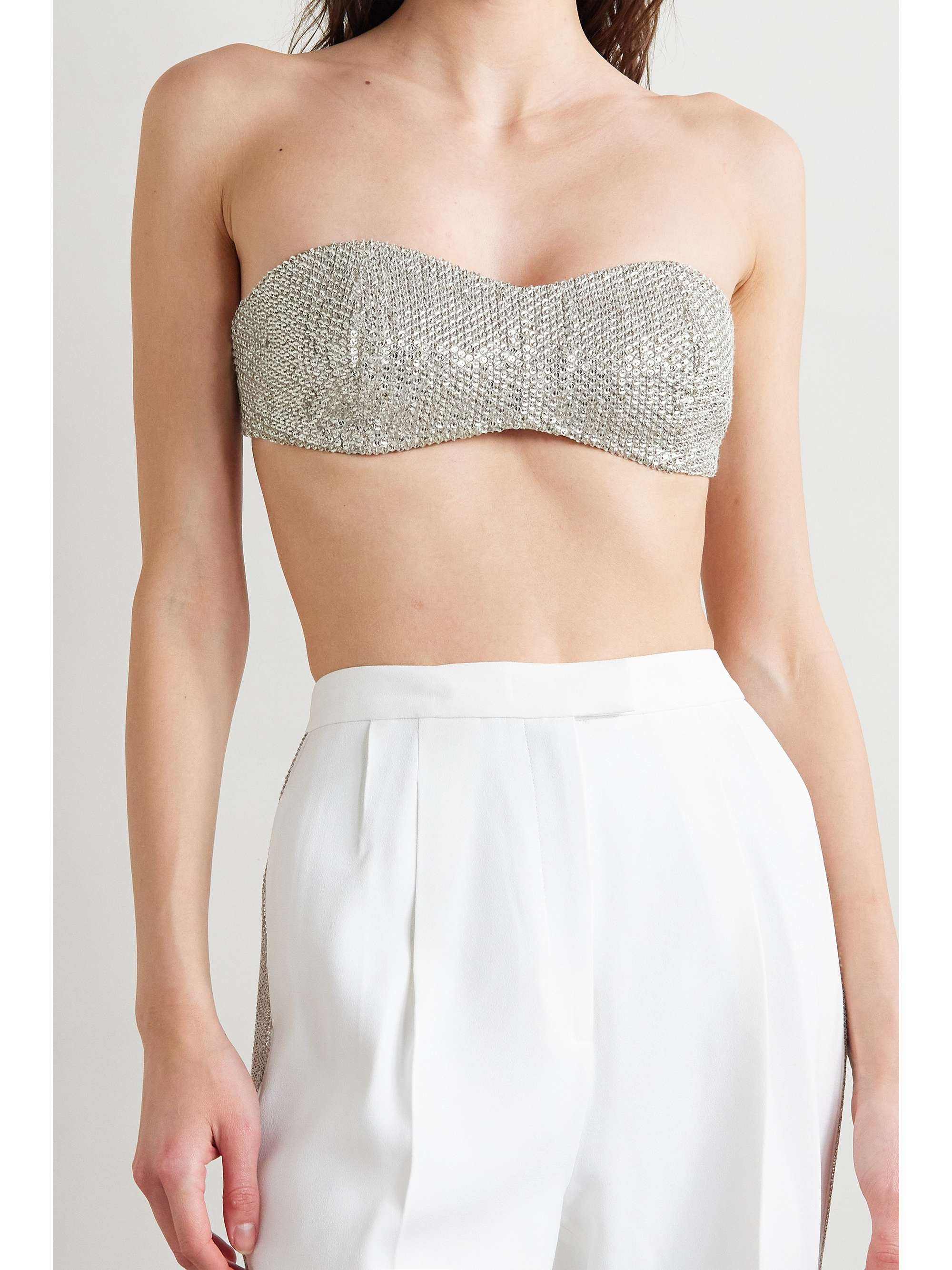 MICHAEL KORS COLLECTION Embellished crepe bra top