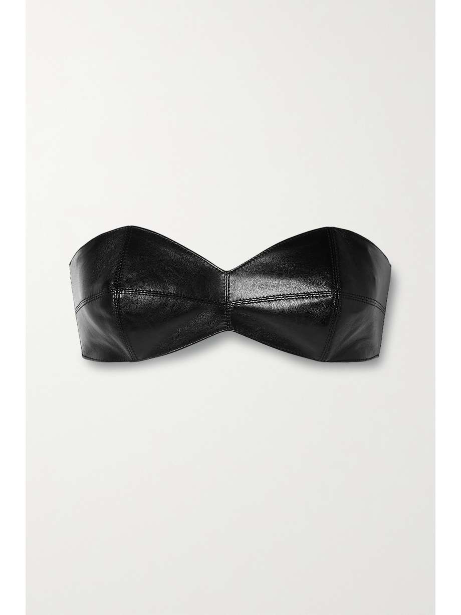 Cropped Leather Bandeau Top