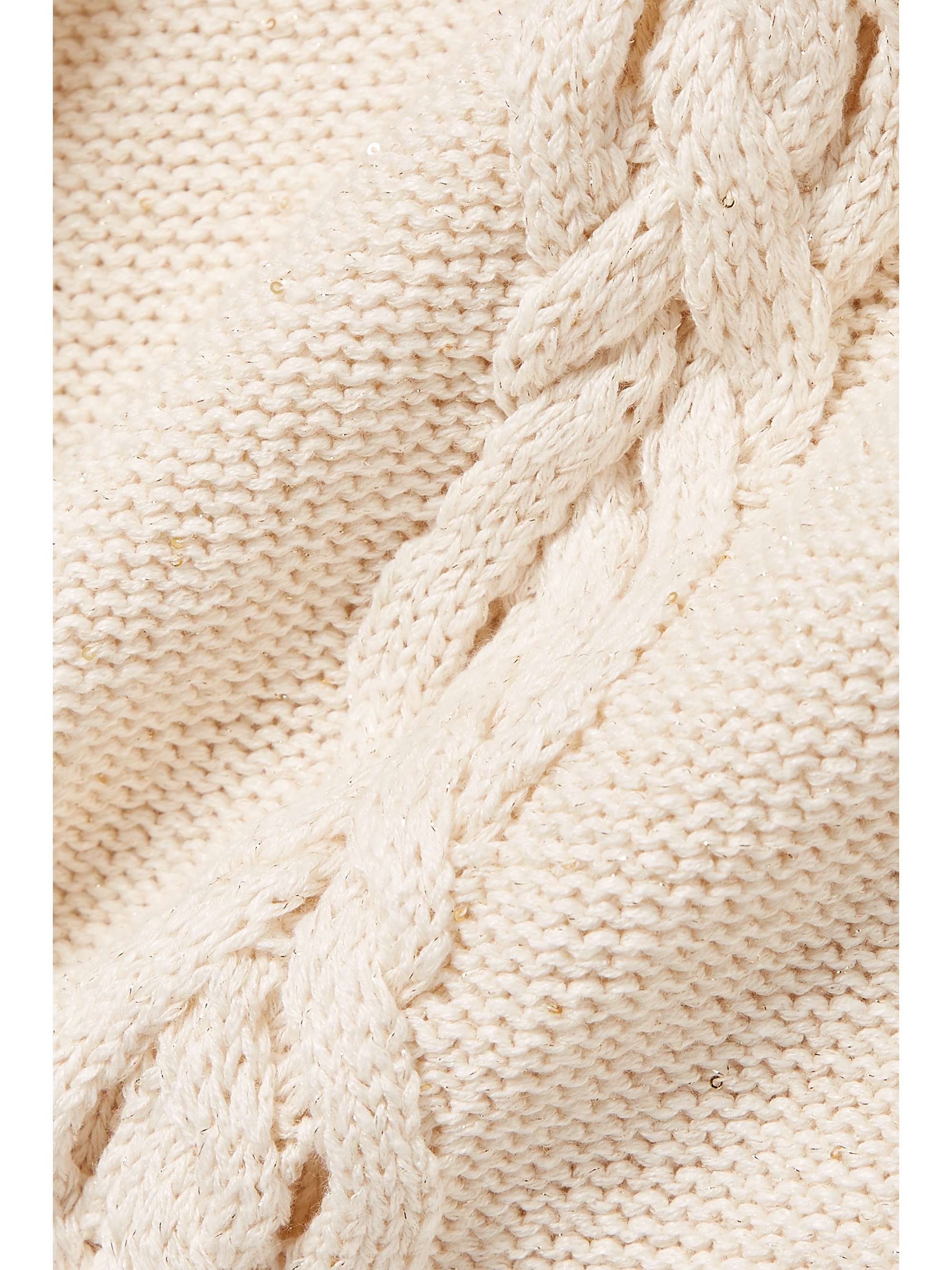 LAFAYETTE 148 Tanktop aus einer Leinenmischung mit Zopfstrickdetail und Pailletten
