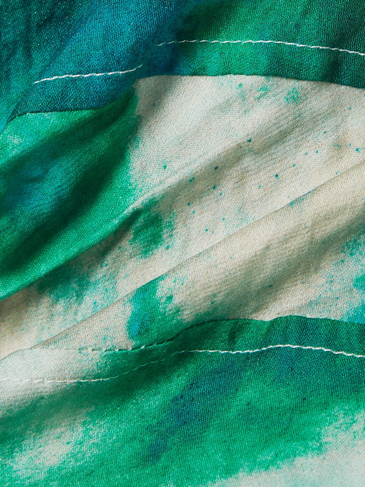 Cropped Printed Crinkled Cotton-Blend Top