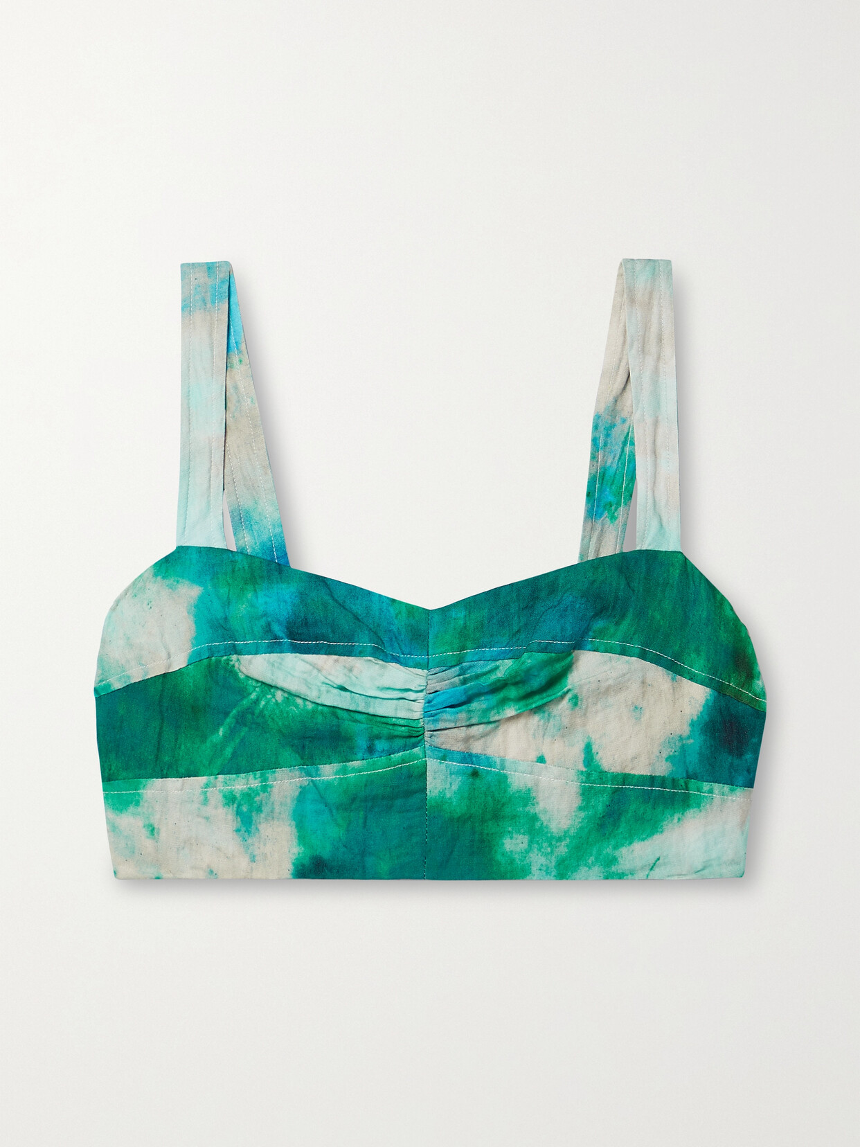 Jason Wu Collection Cropped Printed Crinkled Cotton-blend Top - Blue