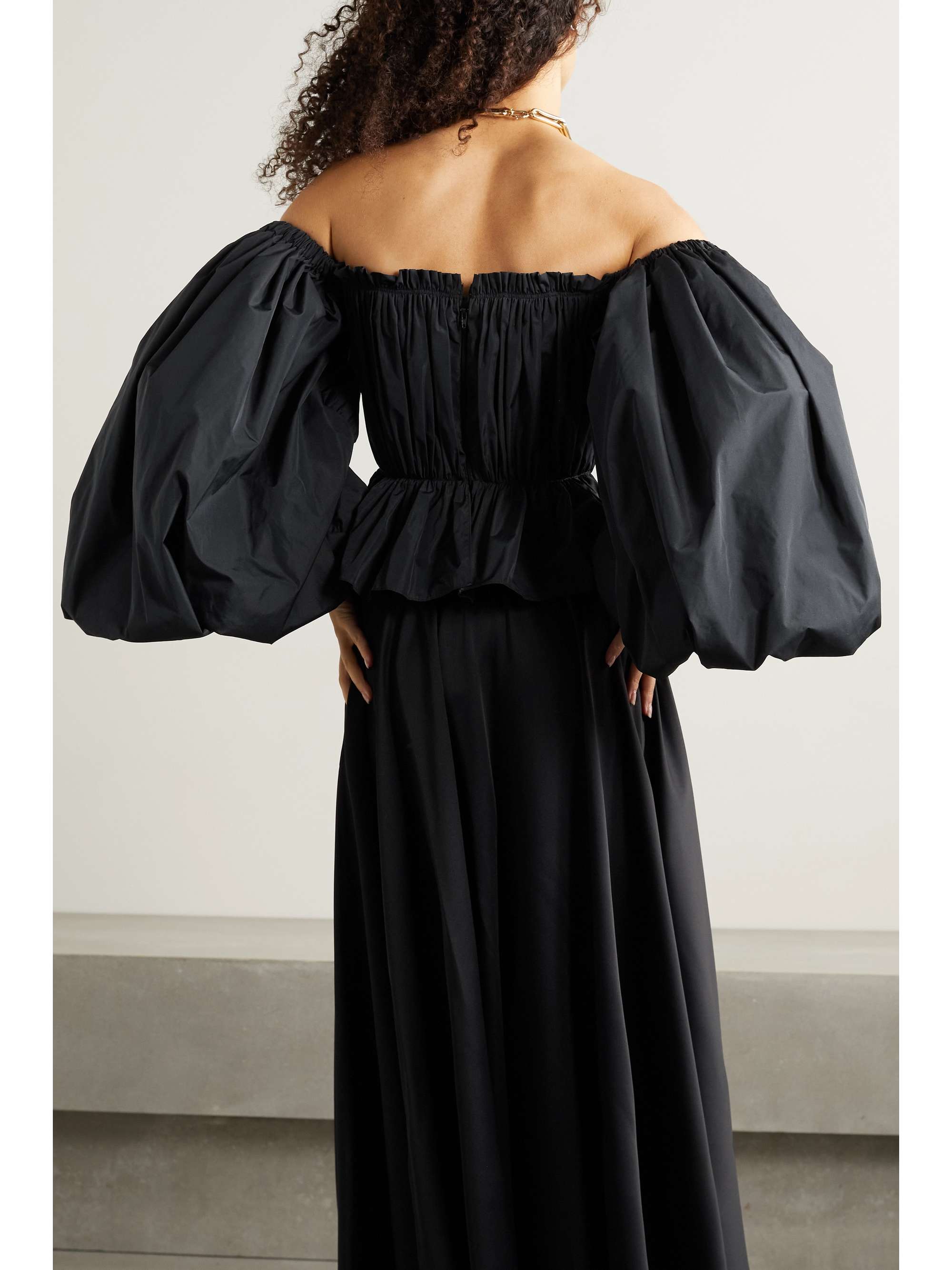 JASON WU COLLECTION 露肩褶裥再生塔夫绸上衣