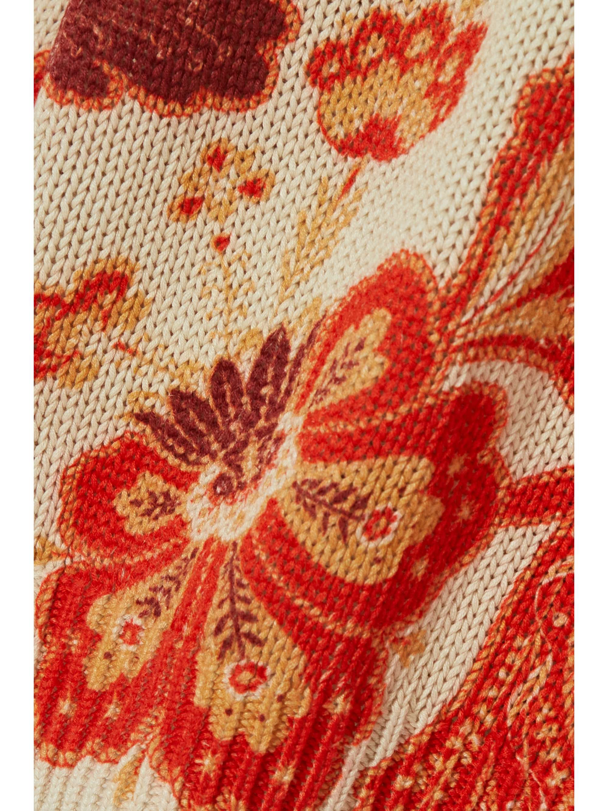 ETRO Cropped printed silk and linen-blend sweater