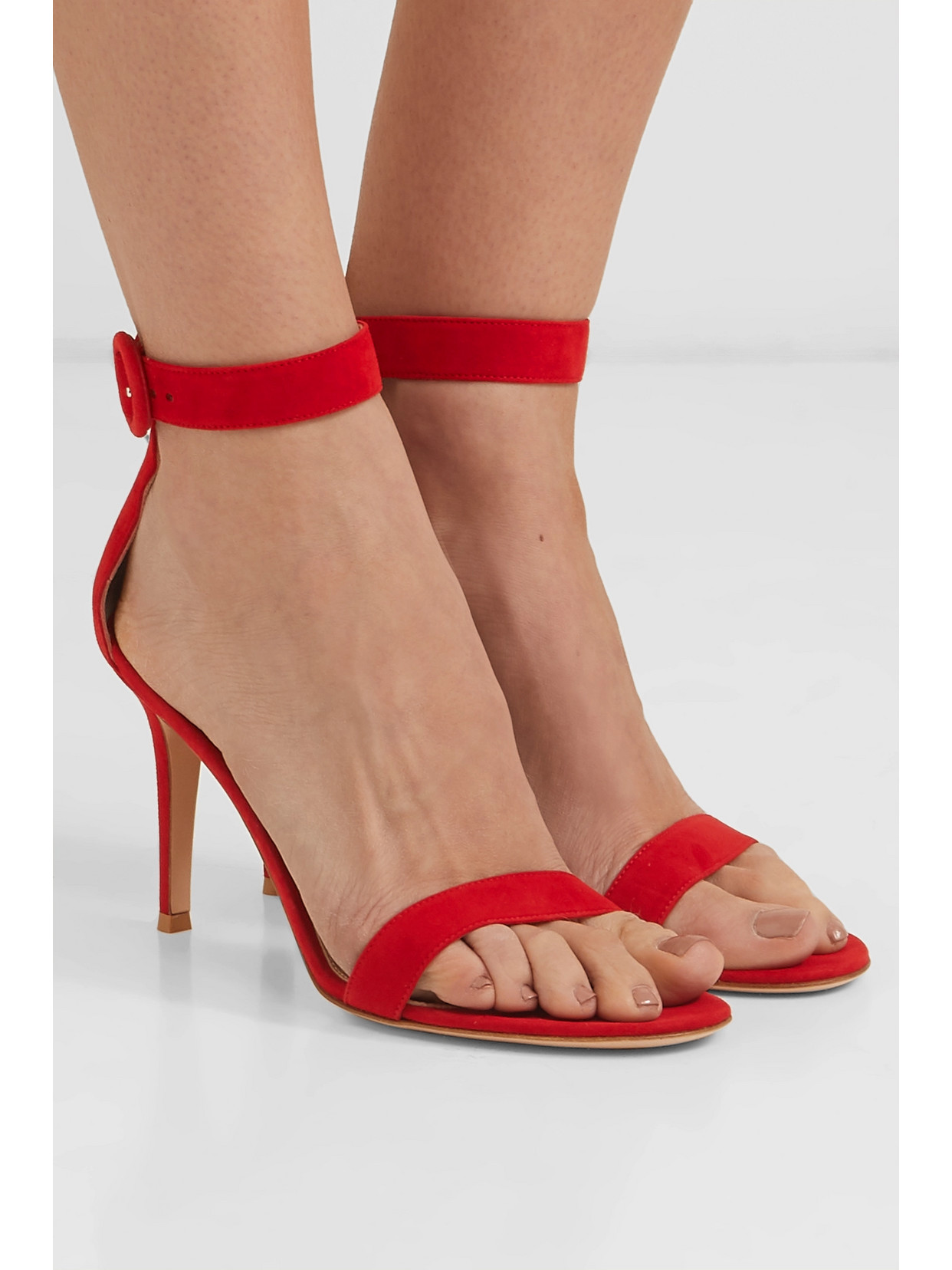 Shop Gianvito Rossi Portofino 85 Suede Sandals In Red