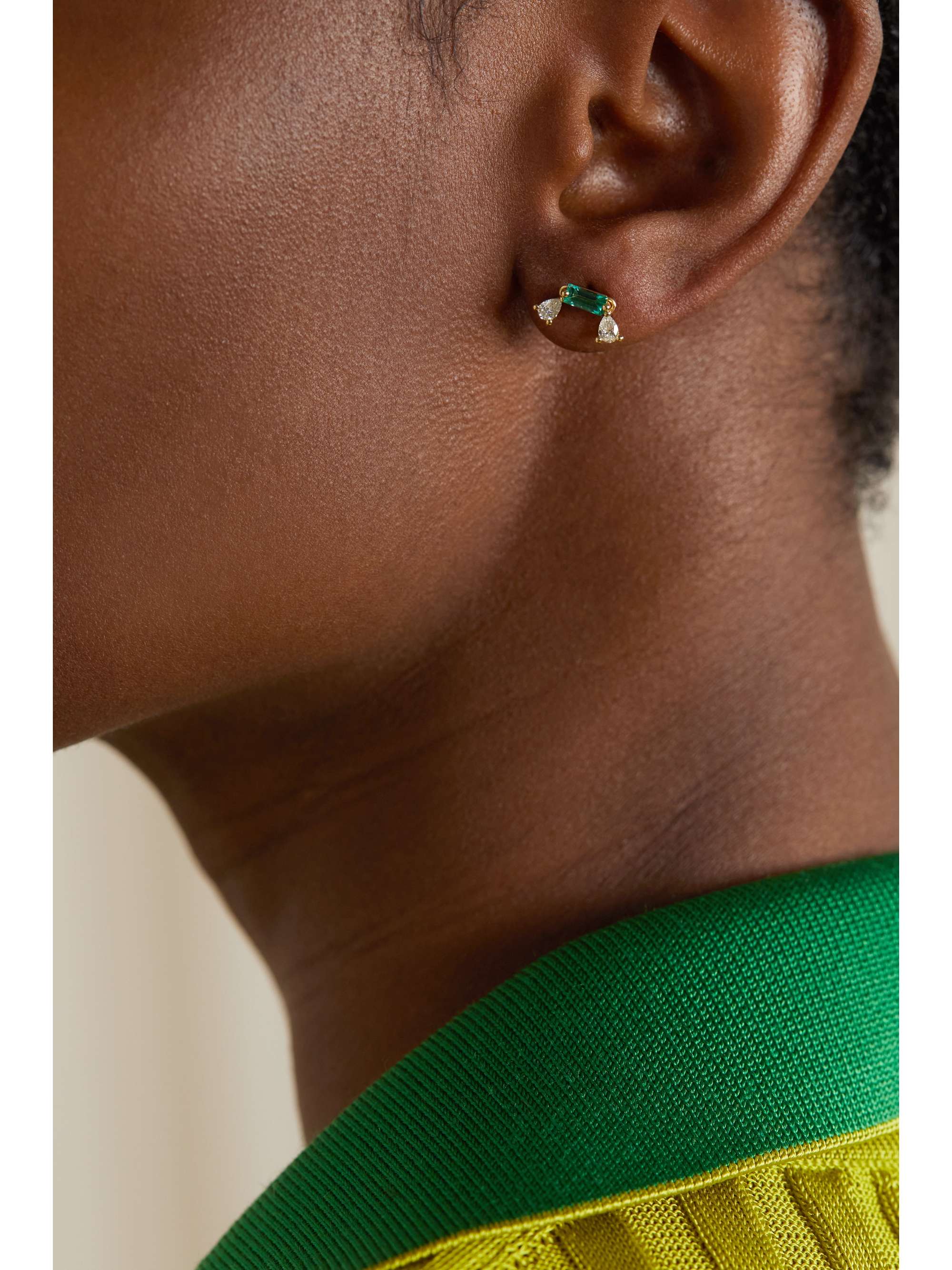 DELFINA DELETTREZ 18-karat gold, diamond and emerald single earring