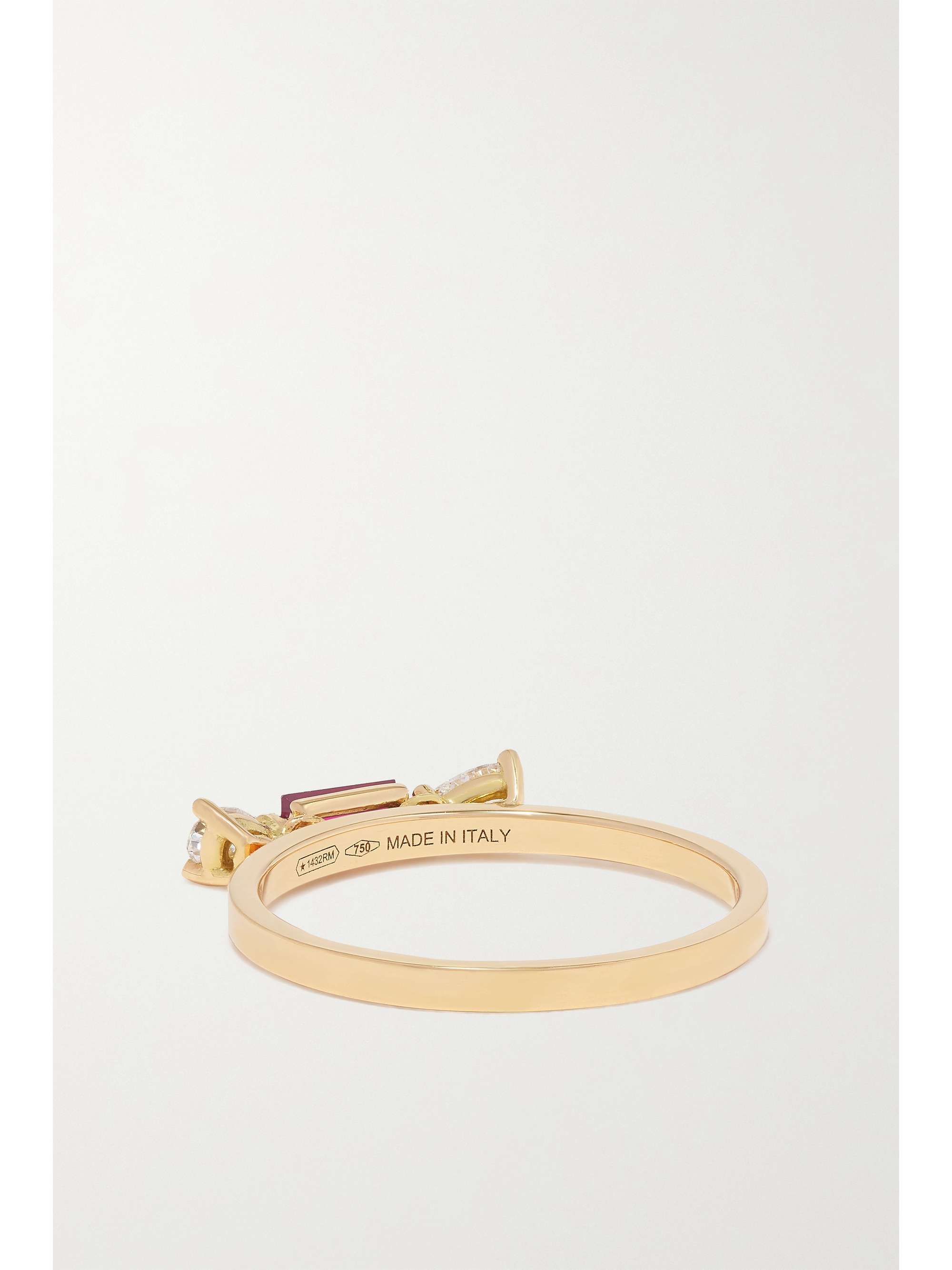 DELFINA DELETTREZ 18-karat gold diamond and emerald ring