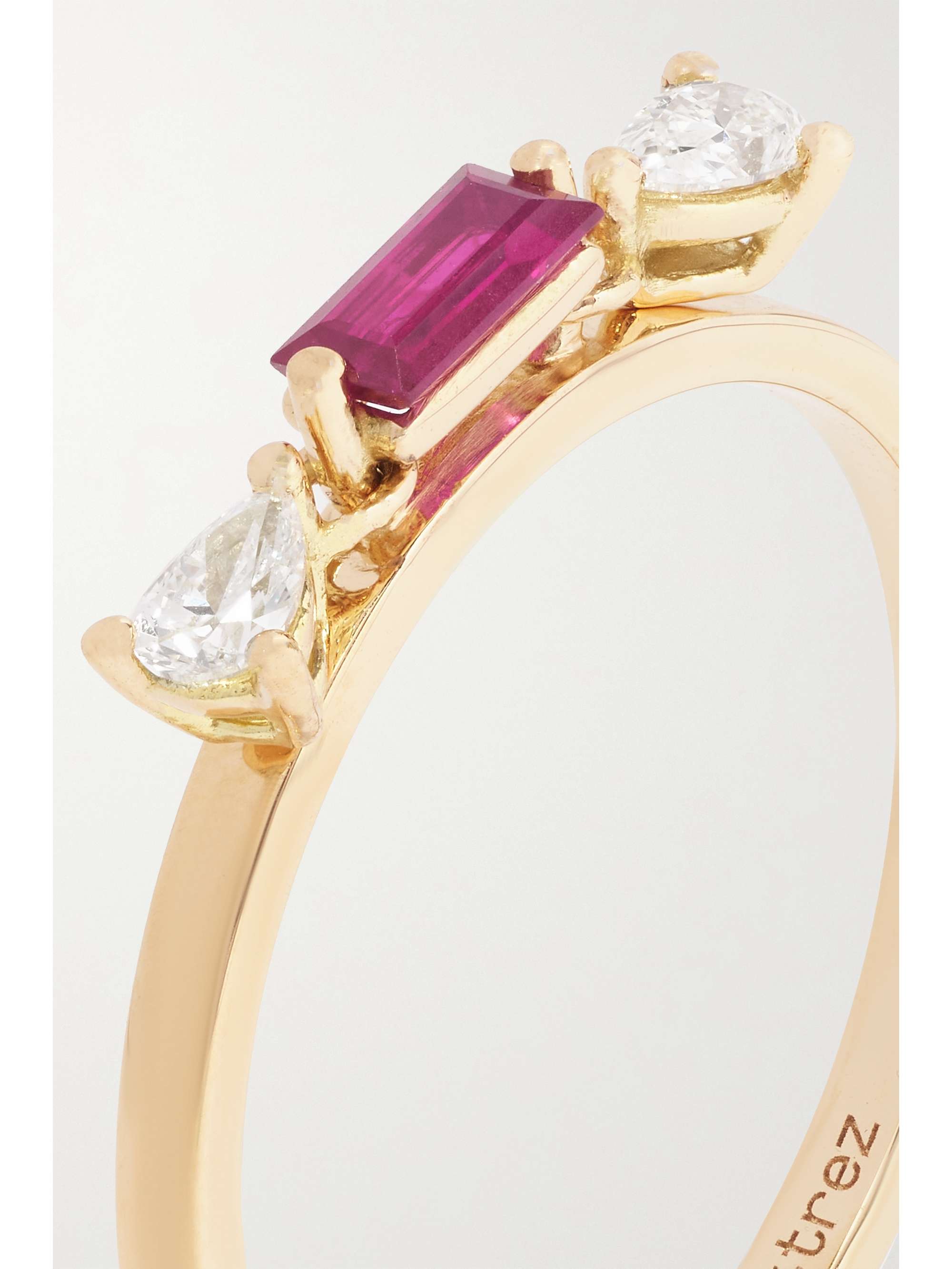 DELFINA DELETTREZ 18-karat gold diamond and emerald ring