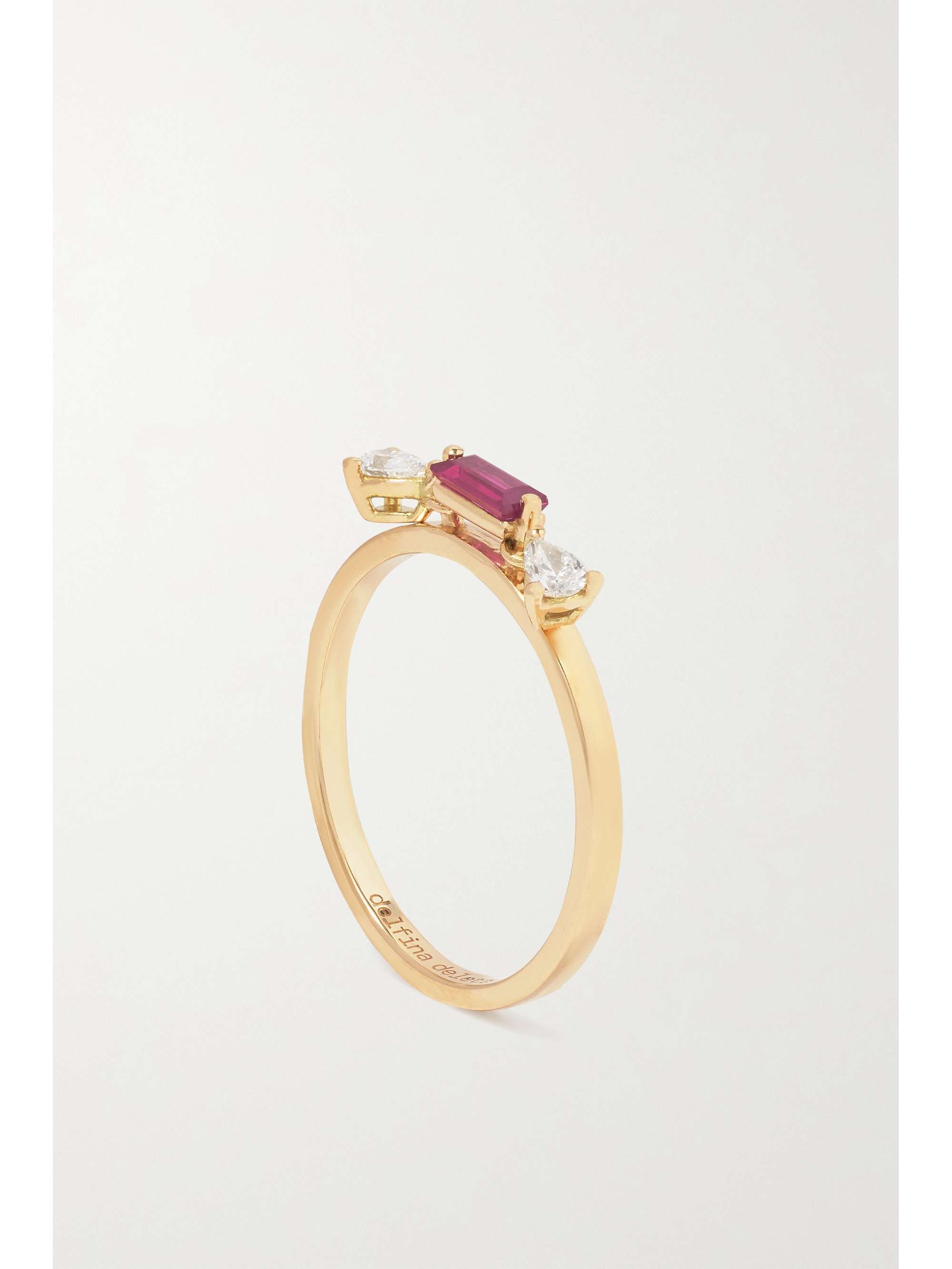 DELFINA DELETTREZ 18-karat gold diamond and emerald ring