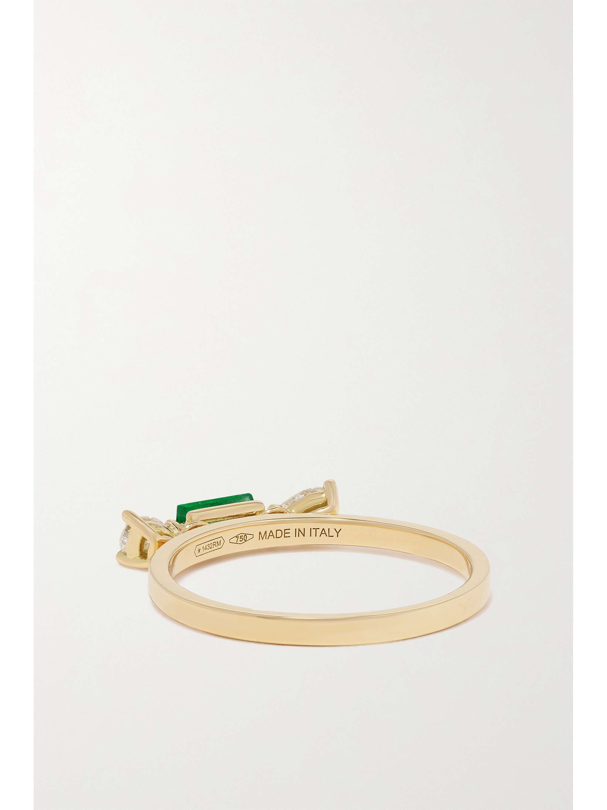 DELFINA DELETTREZ 18-karat gold diamond and emerald ring