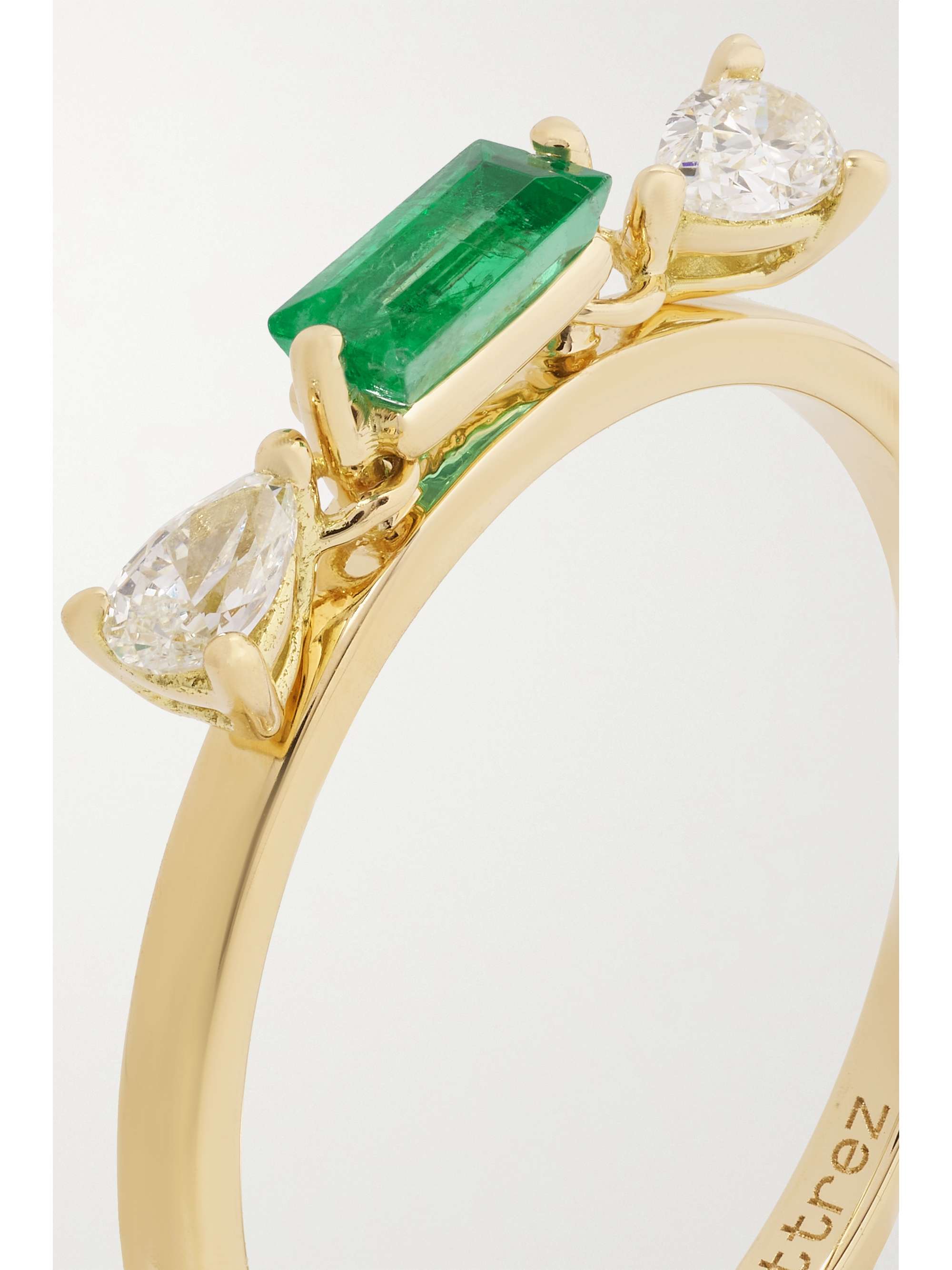 DELFINA DELETTREZ 18-karat gold diamond and emerald ring