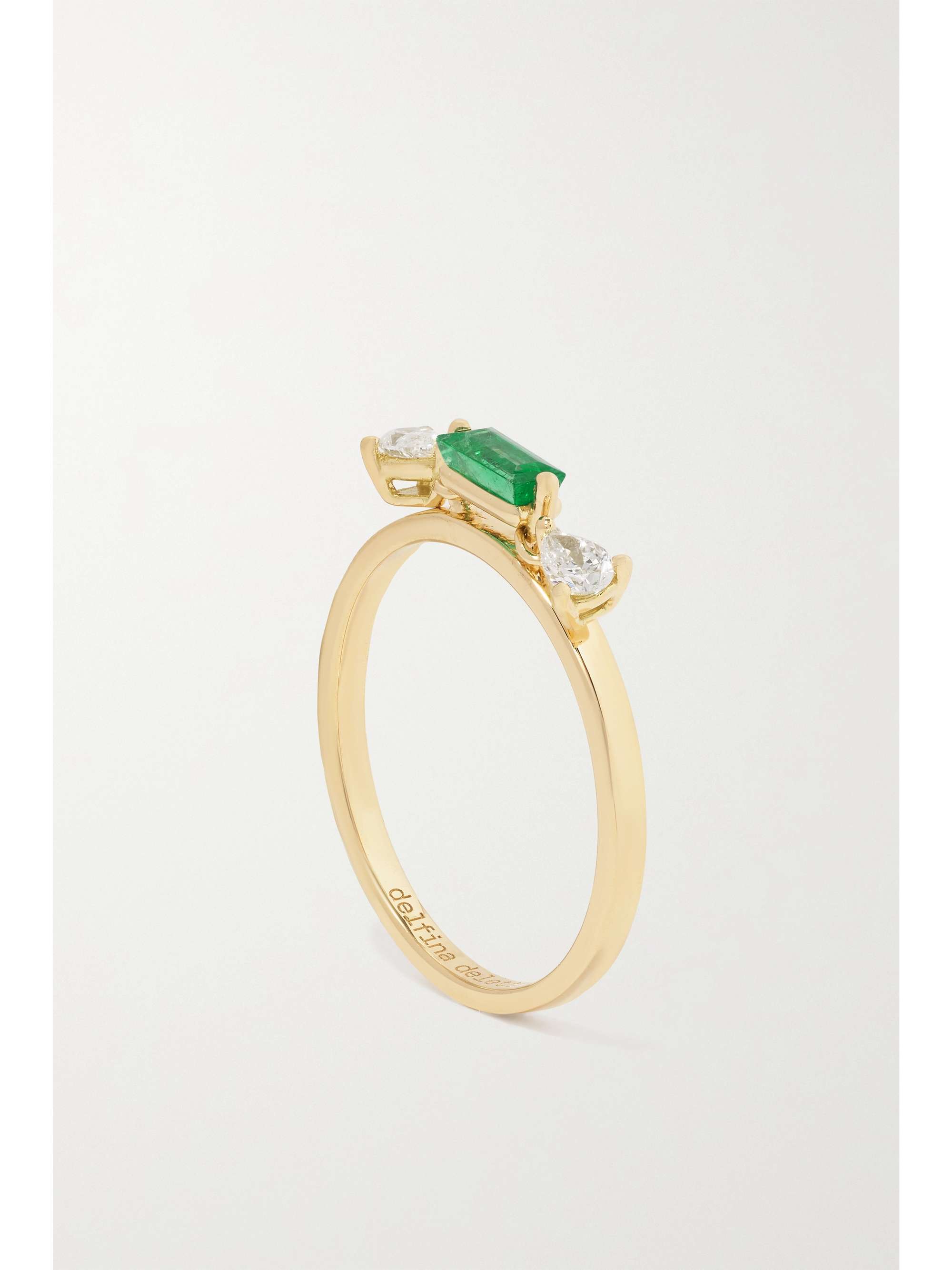 DELFINA DELETTREZ 18-karat gold diamond and emerald ring