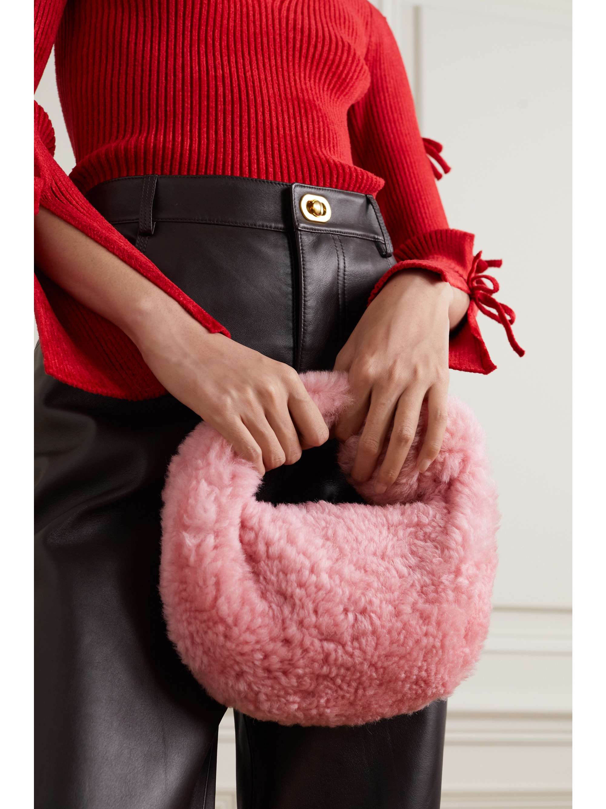 BOTTEGA VENETA Jodie mini knotted shearling tote