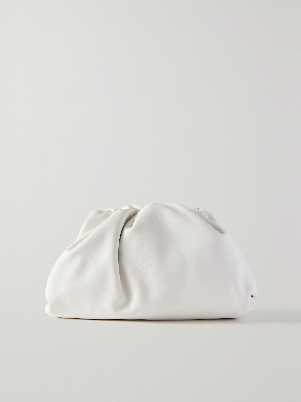 Bottega Veneta The Pouch Large Gathered Leather Clutch In White