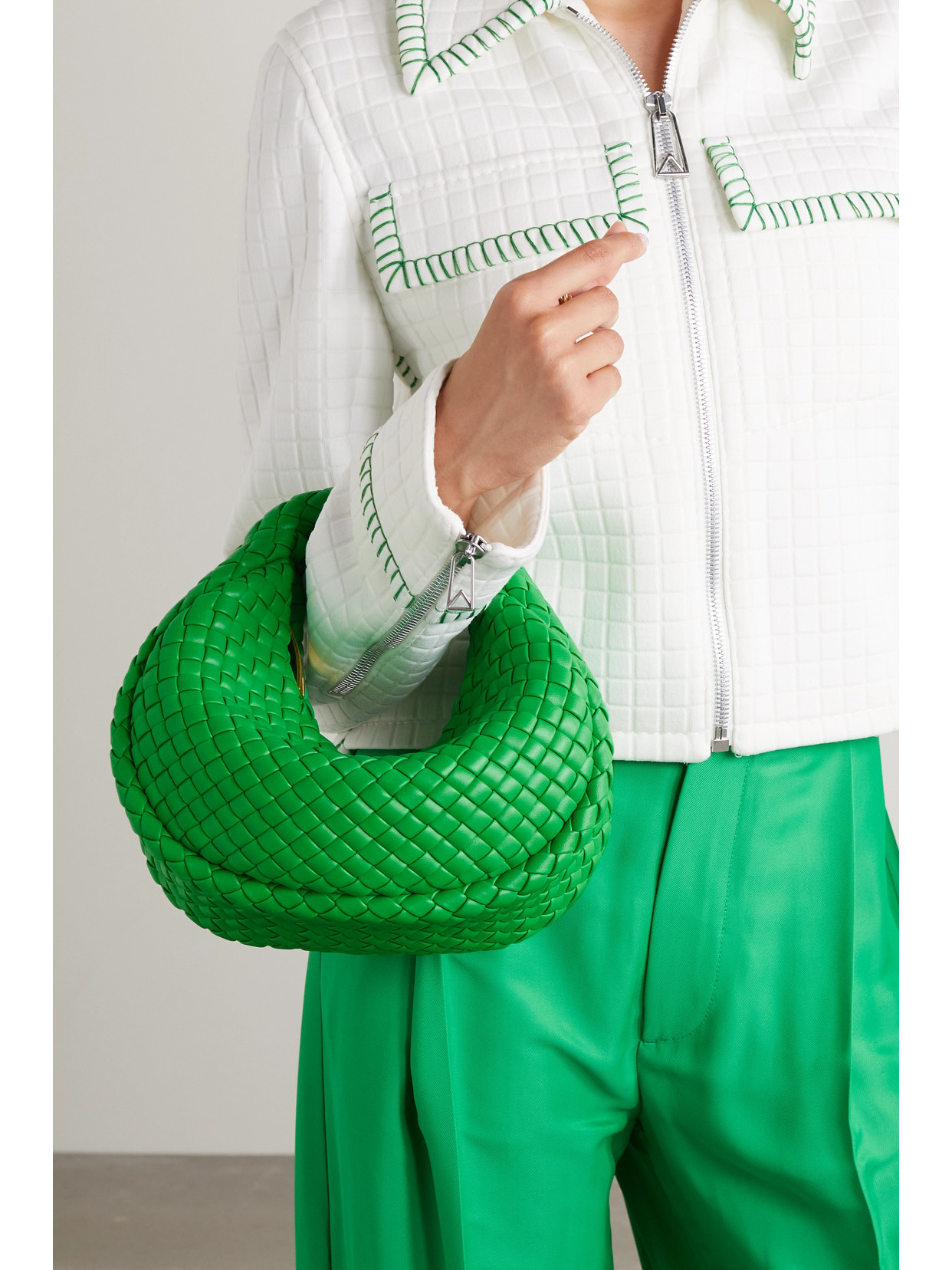 Shop Bottega Veneta Jodie Mini Intrecciato Leather Tote In Green