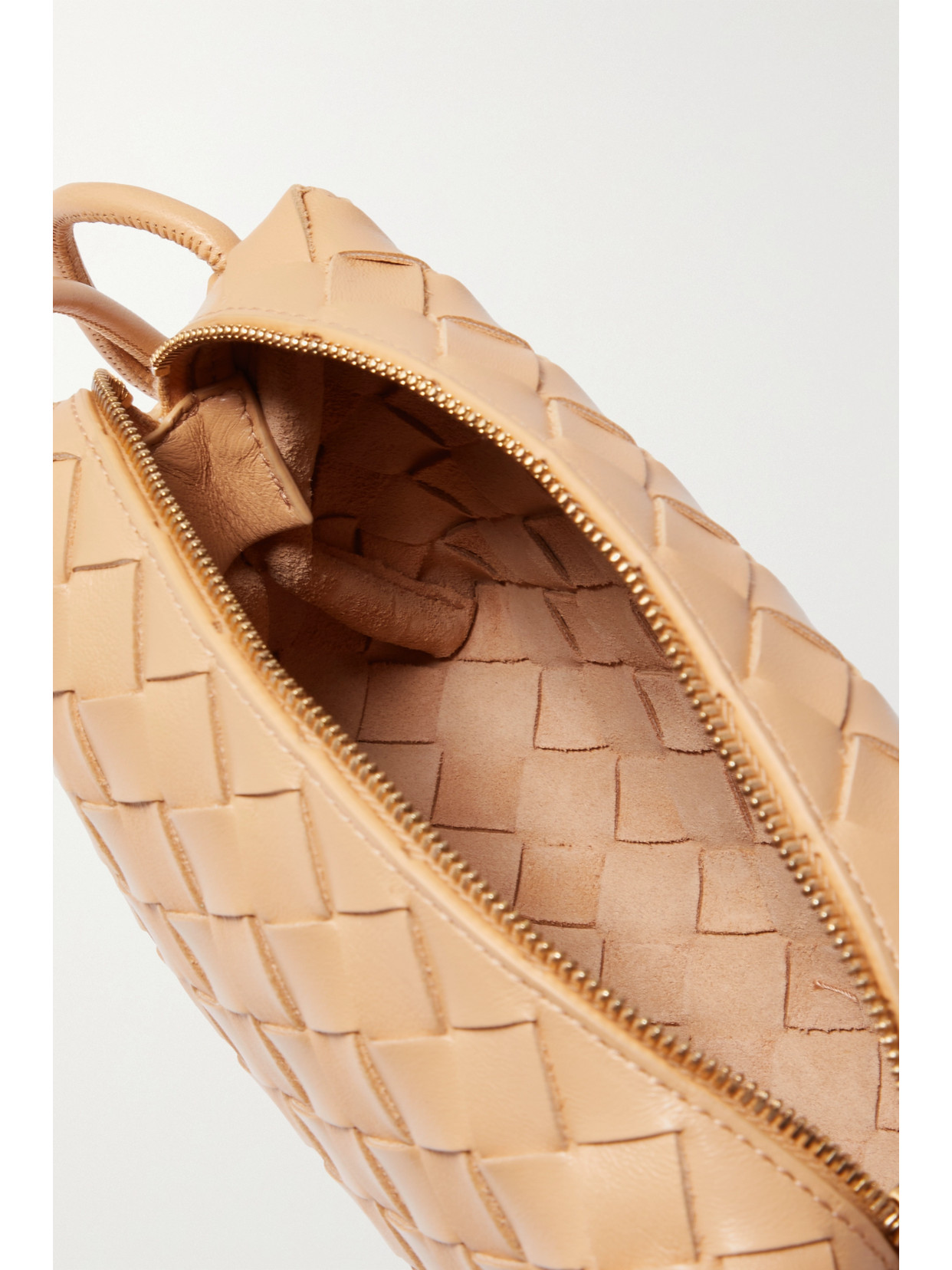 Shop Bottega Veneta Loop Mini Intrecciato Leather Shoulder Bag In Neutrals