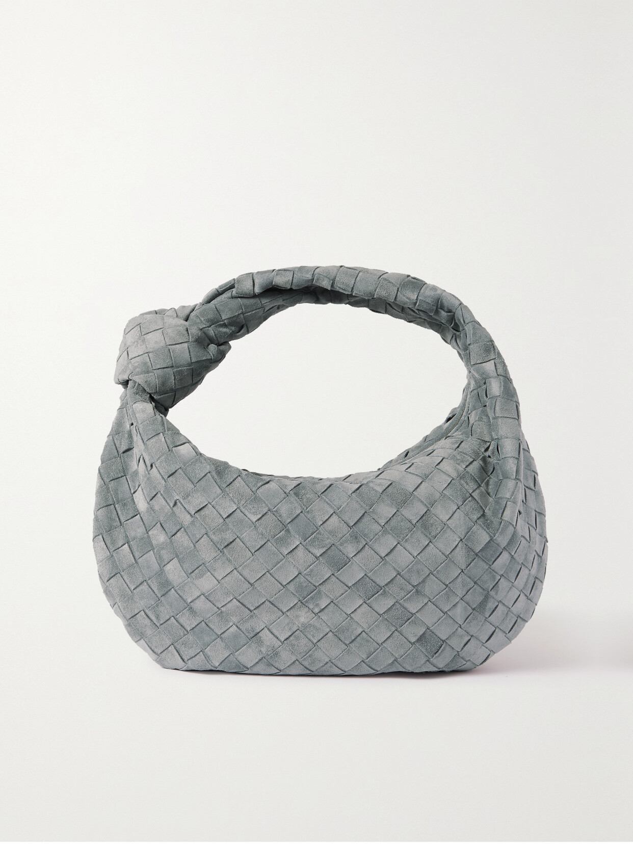 Bottega Veneta - Jodie Teen Knotted Intrecciato Suede Tote - Gray