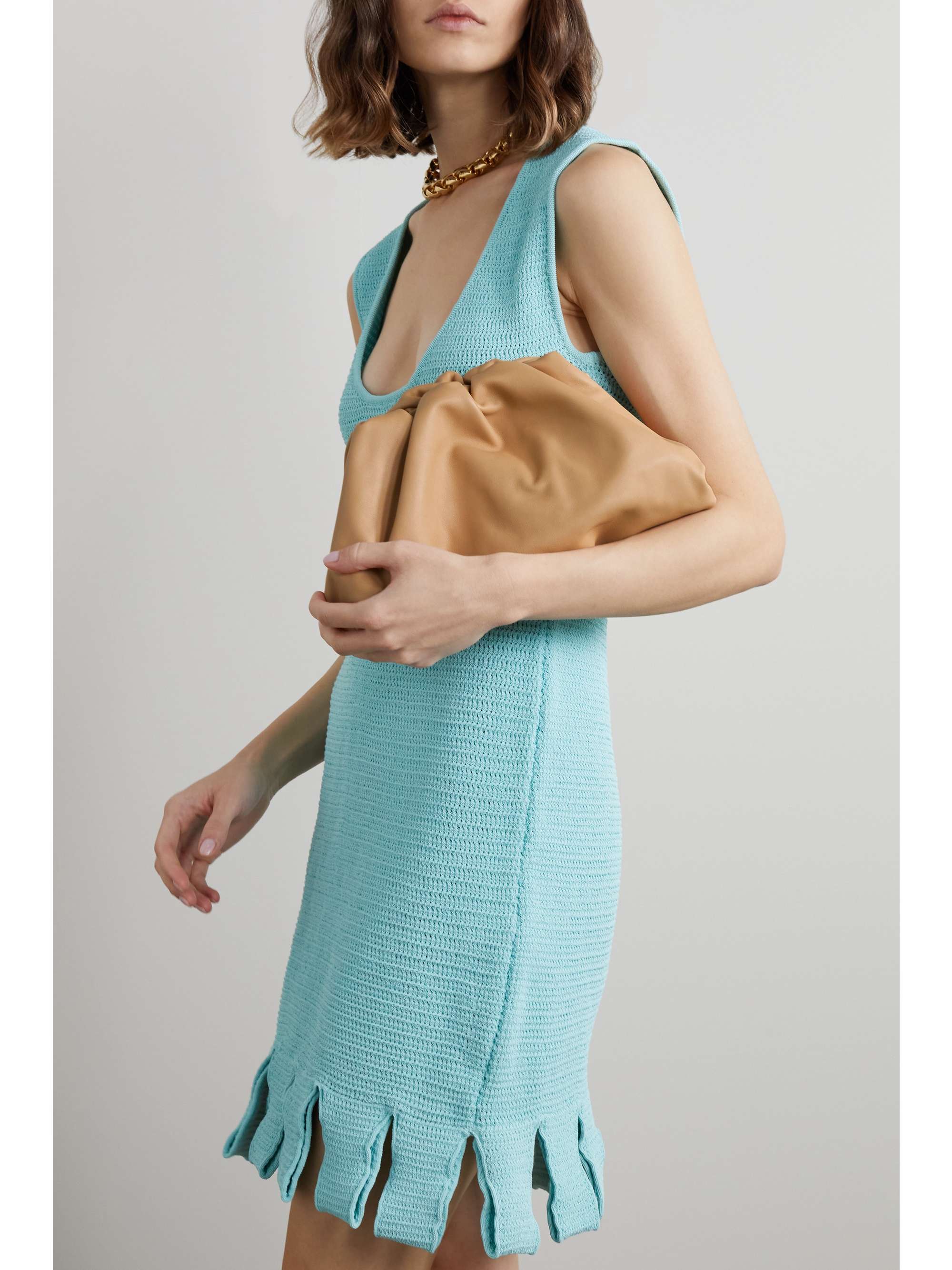 The Pouch large gathered leather clutch