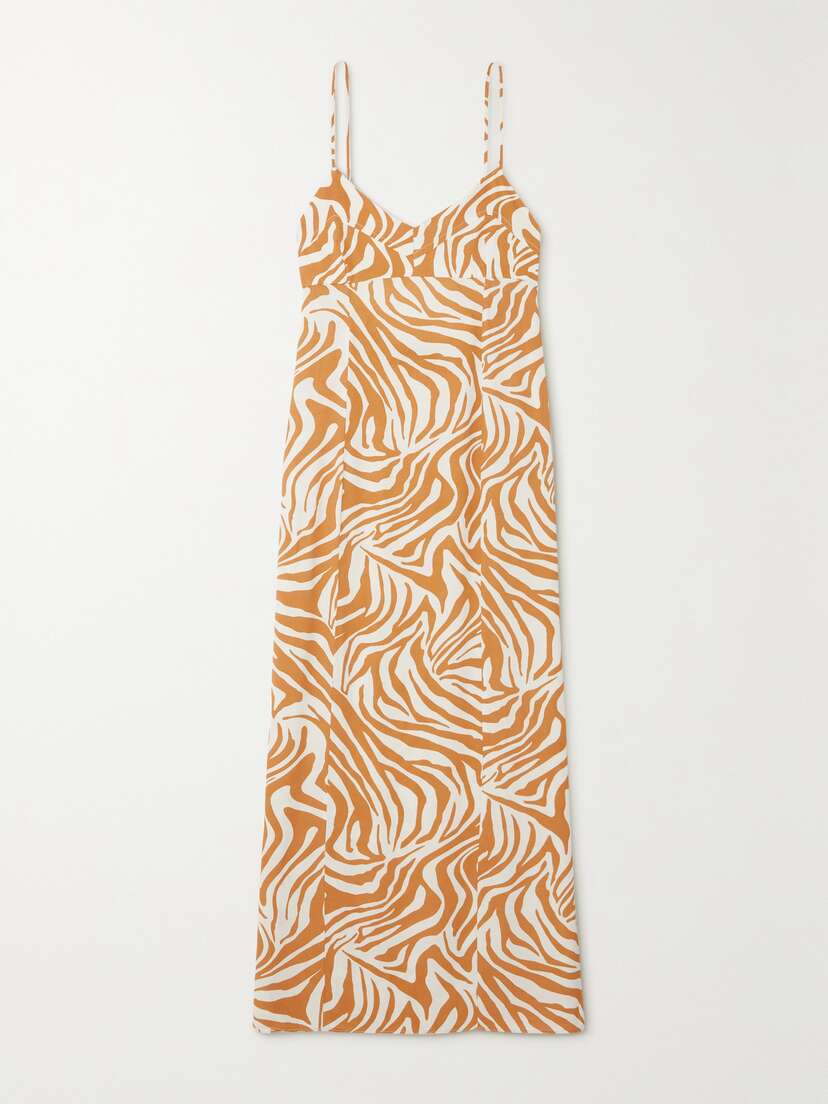Haight Beca Zebra-print Crepe Maxi Dress