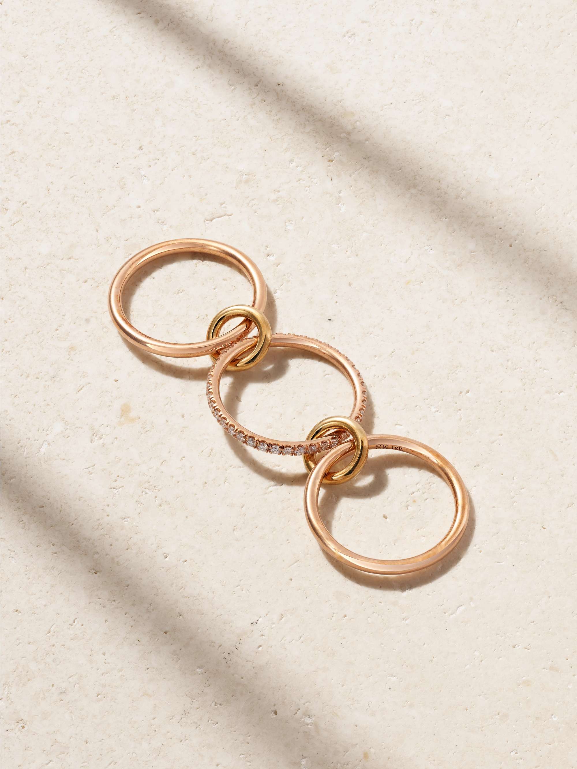 SPINELLI KILCOLLIN Sonny set of three 18-karat yellow and rose gold and diamond rings