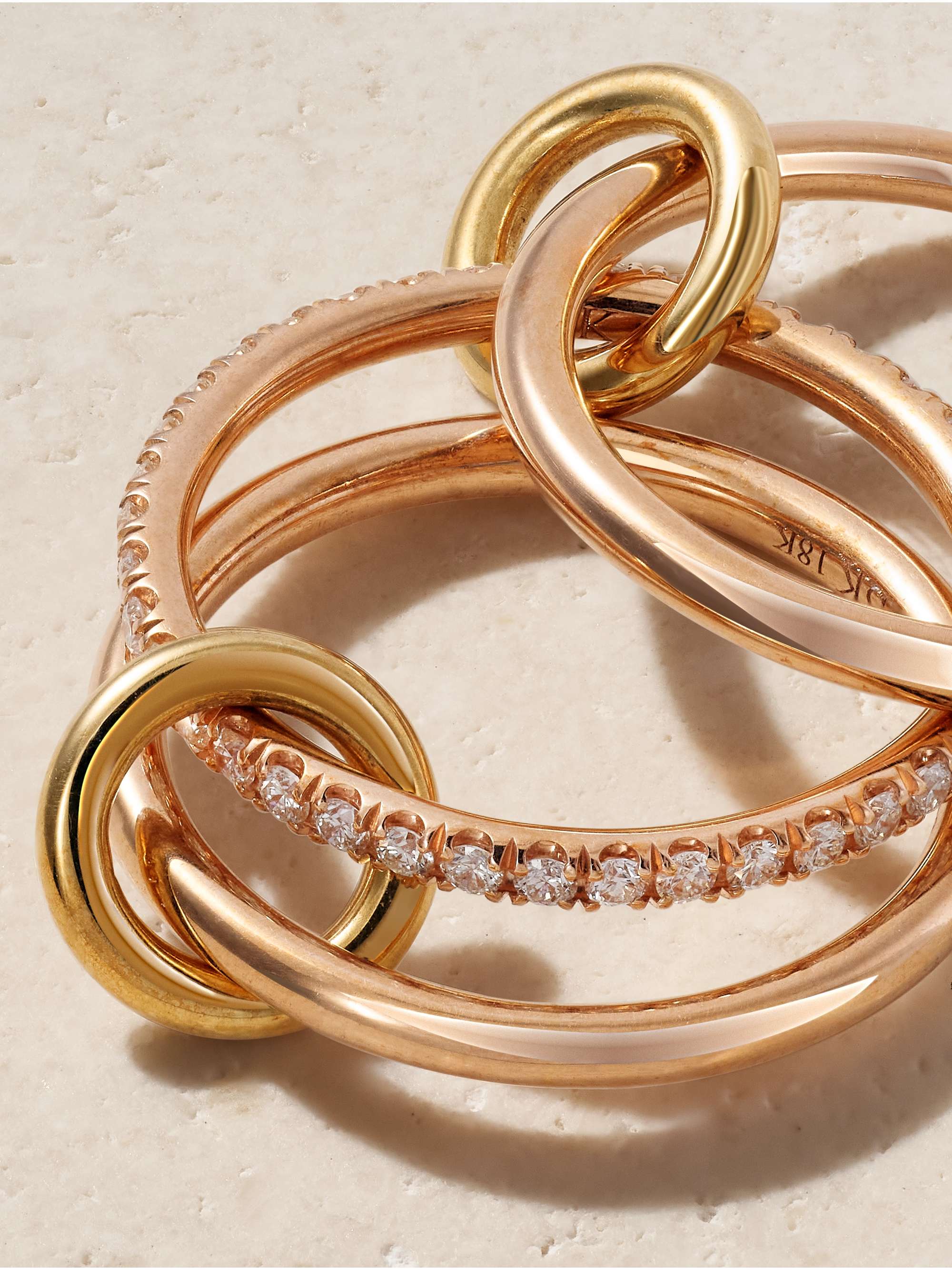 SPINELLI KILCOLLIN Sonny set of three 18-karat yellow and rose gold and diamond rings
