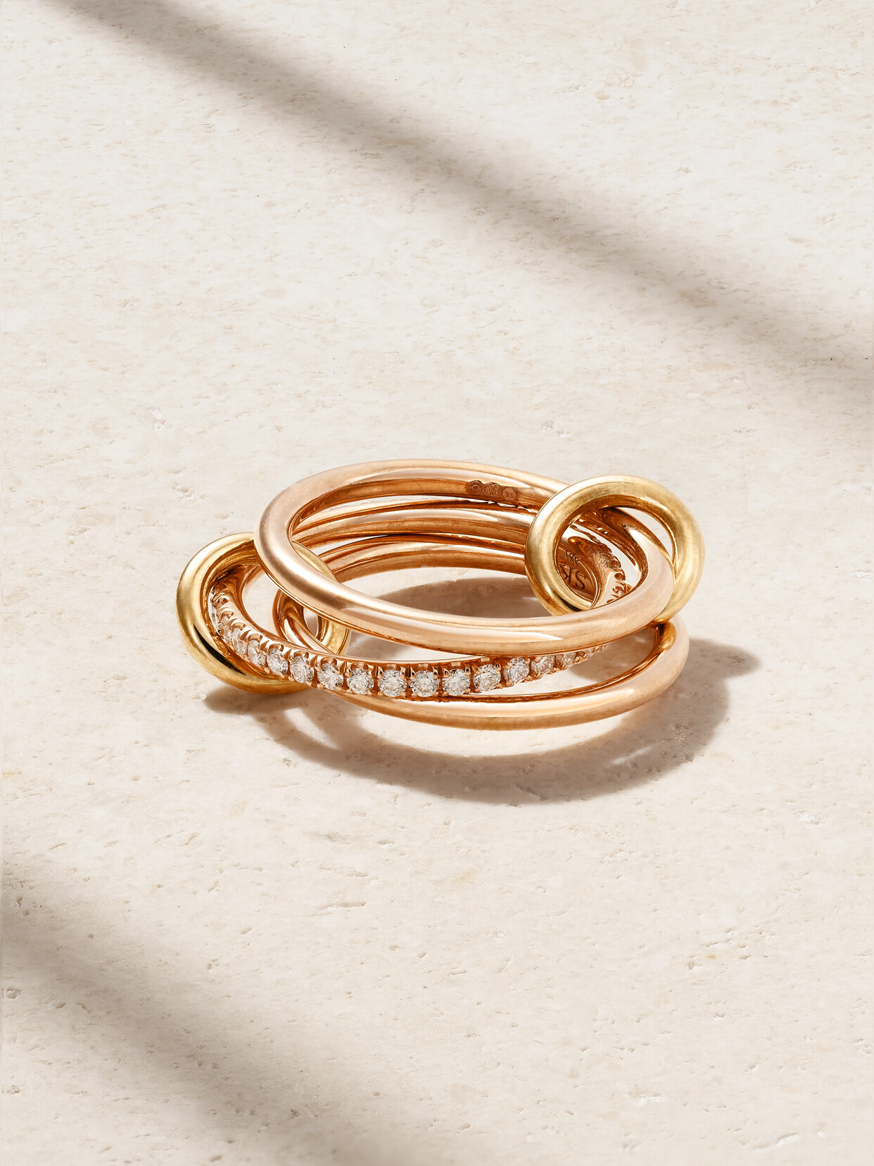 Spinelli Kilcollin - Sonny Set Of Three 18-karat Yellow And Rose Gold And Diamond Rings - 3