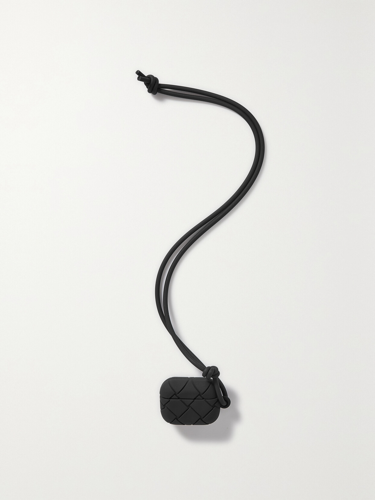 Shop Bottega Veneta Intrecciato Rubber Airpods Pro Case With Lanyard In Black