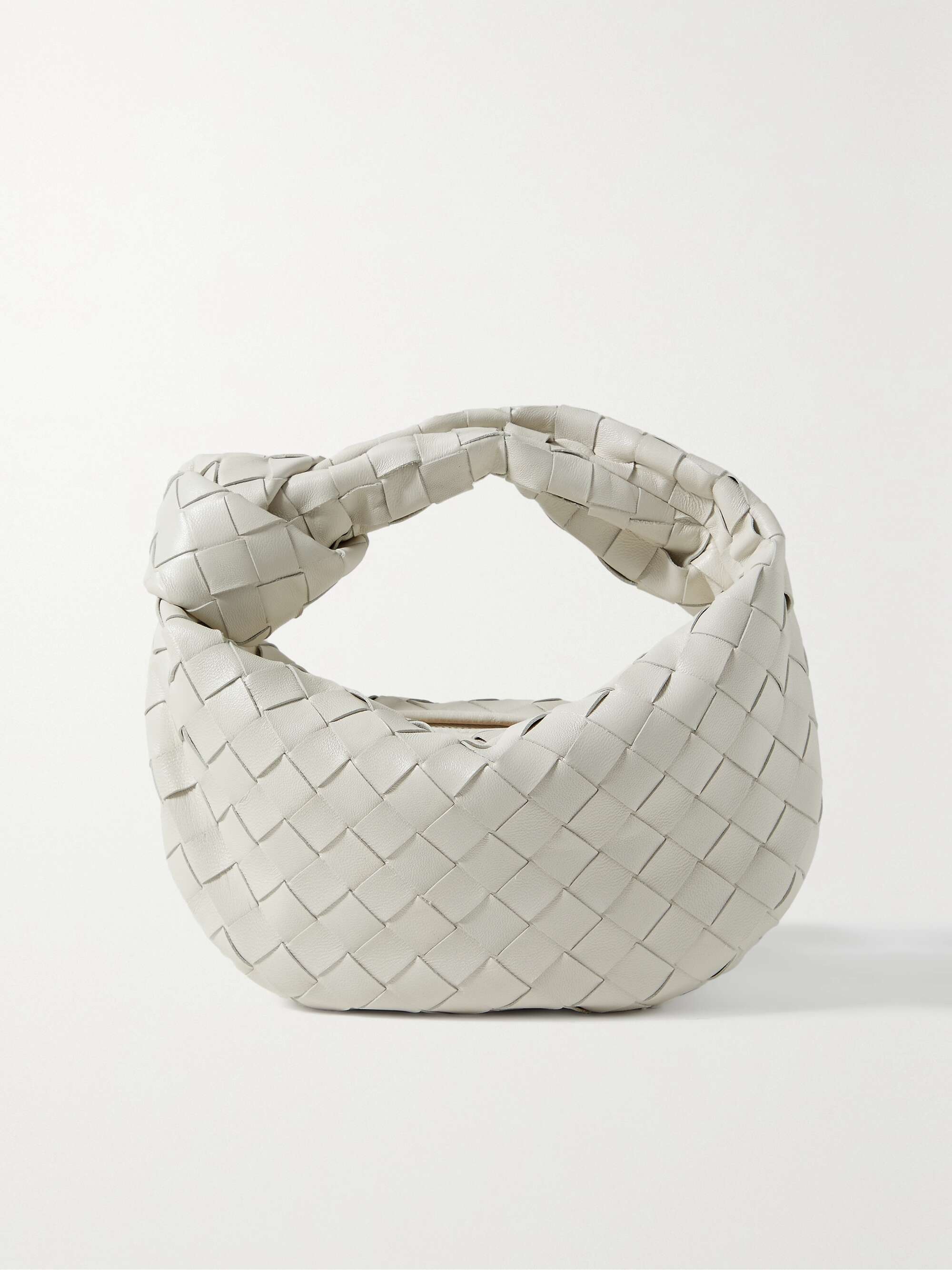 White Jodie mini knotted intrecciato leather tote | BOTTEGA VENETA | NET-A-PORTER