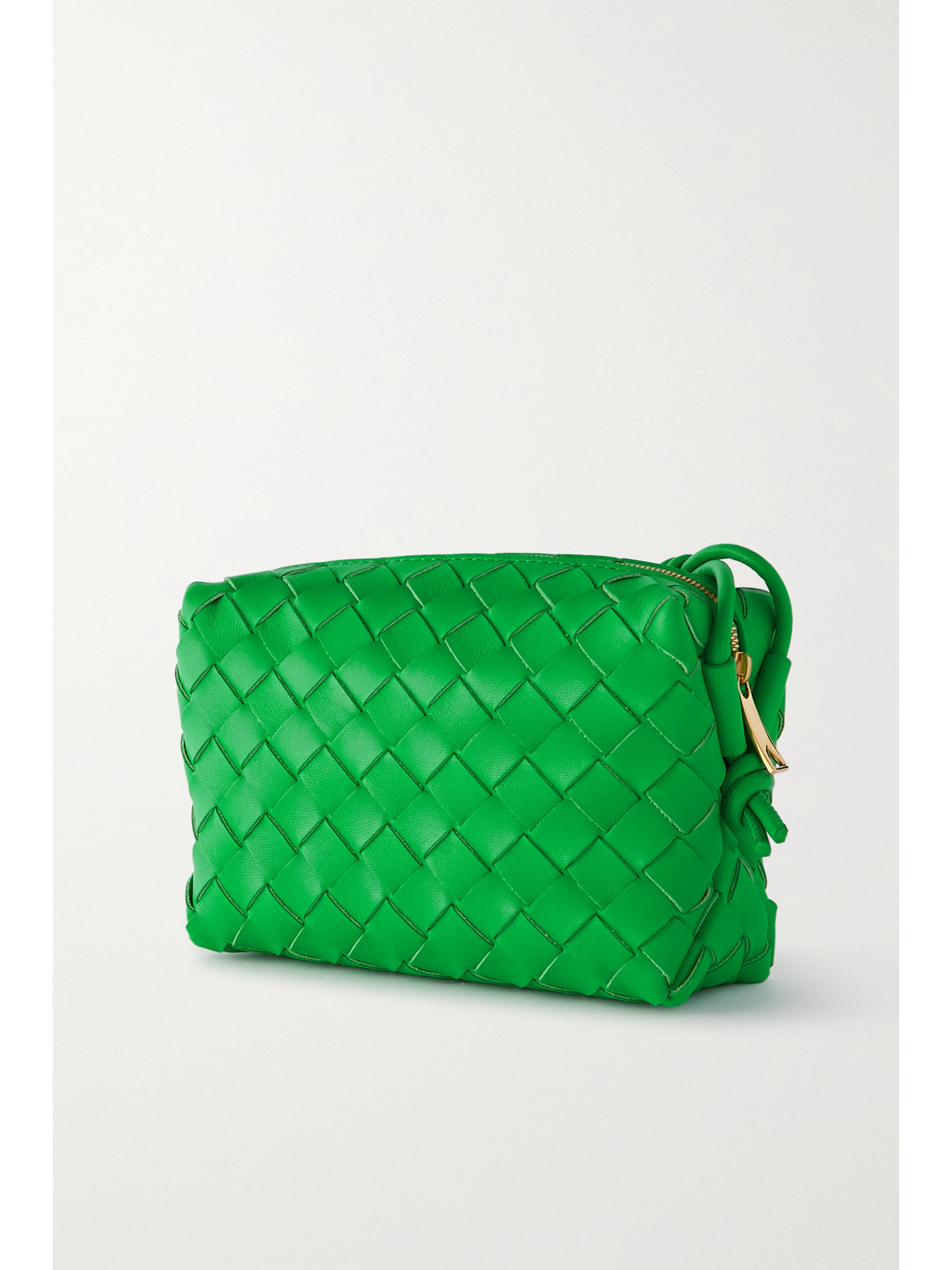 Shop Bottega Veneta Loop Mini Intrecciato Leather Shoulder Bag In Green